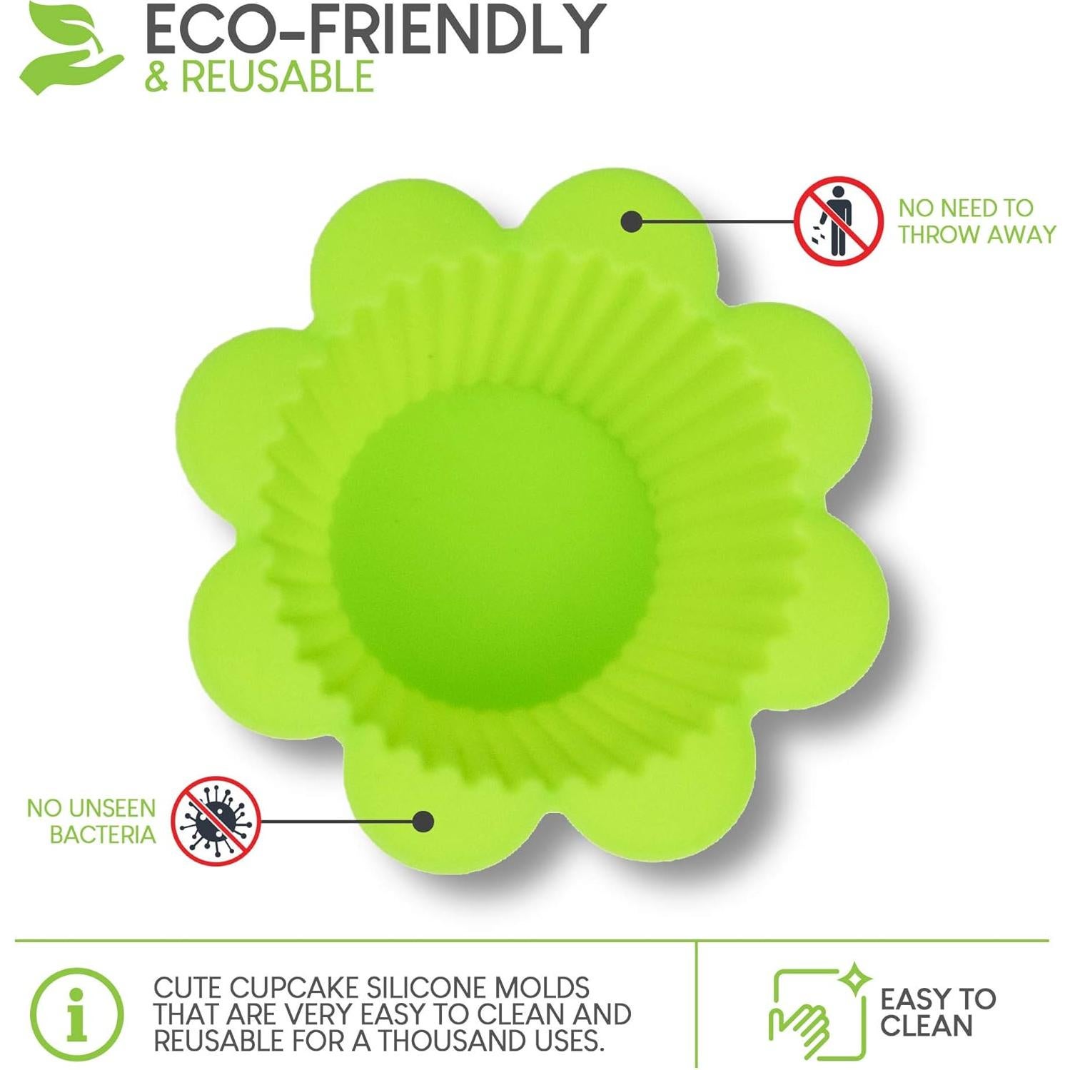 Moldes de Cupcake de Silicona Exultimate - Juego de 12 Flores