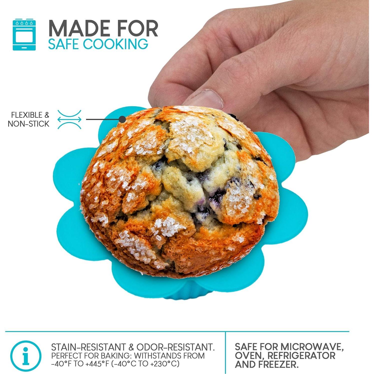 Moldes de Cupcake de Silicona Exultimate - Juego de 12 Flores