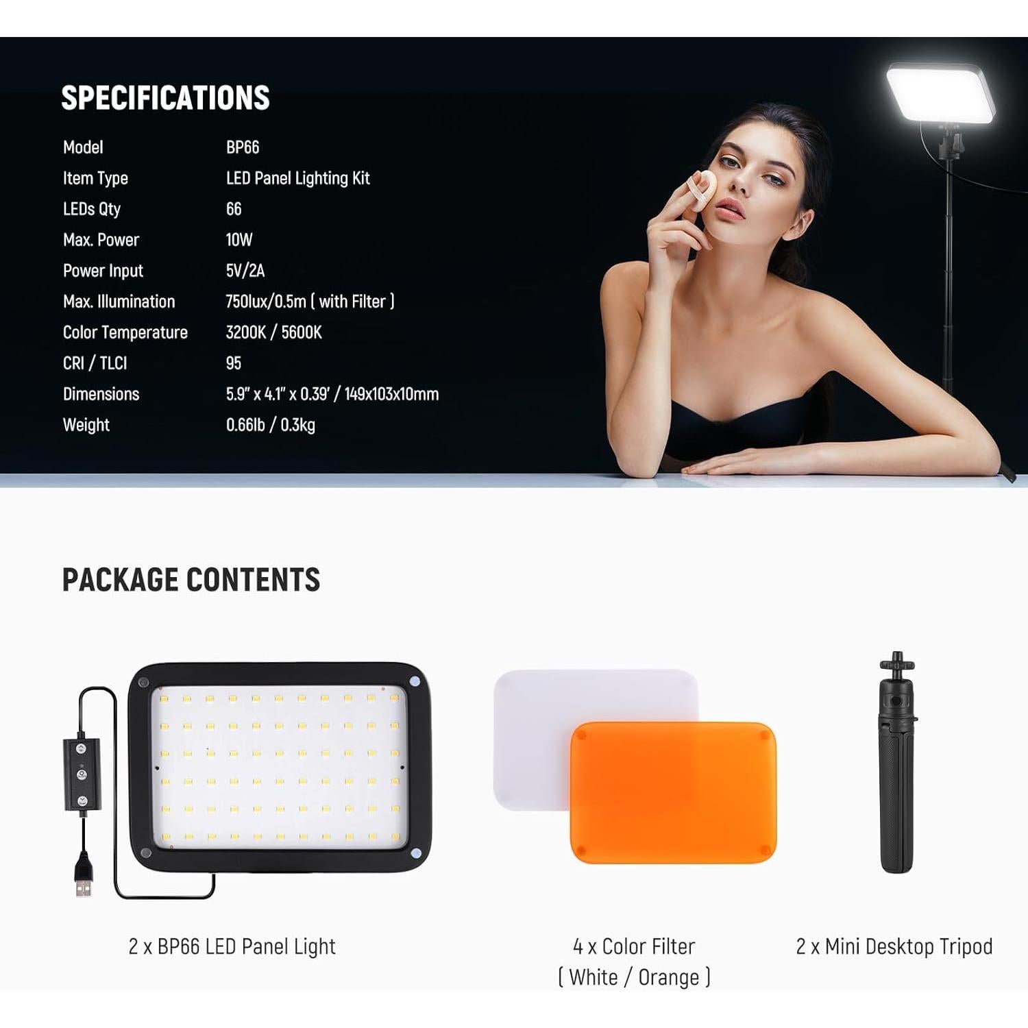 Kit de Iluminación LED NEEWER BP66 para Videoconferencias