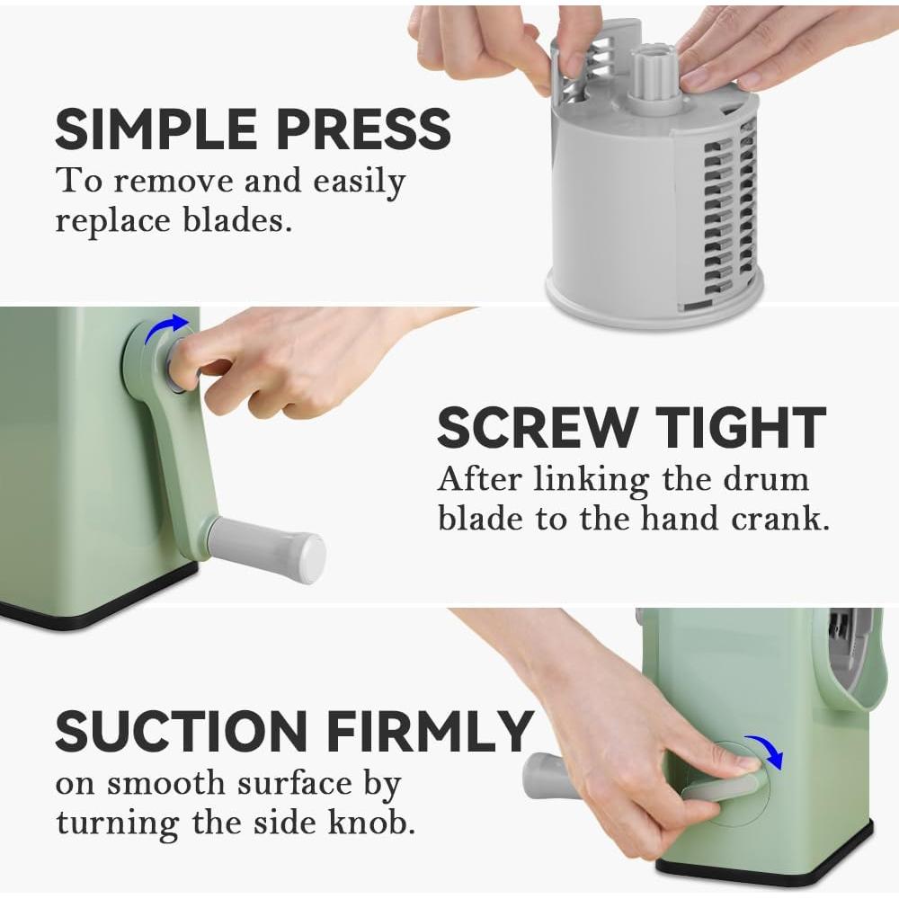 Rallador de Queso Rotatorio KEOUKE con 5 Cuchillas Inoxidable