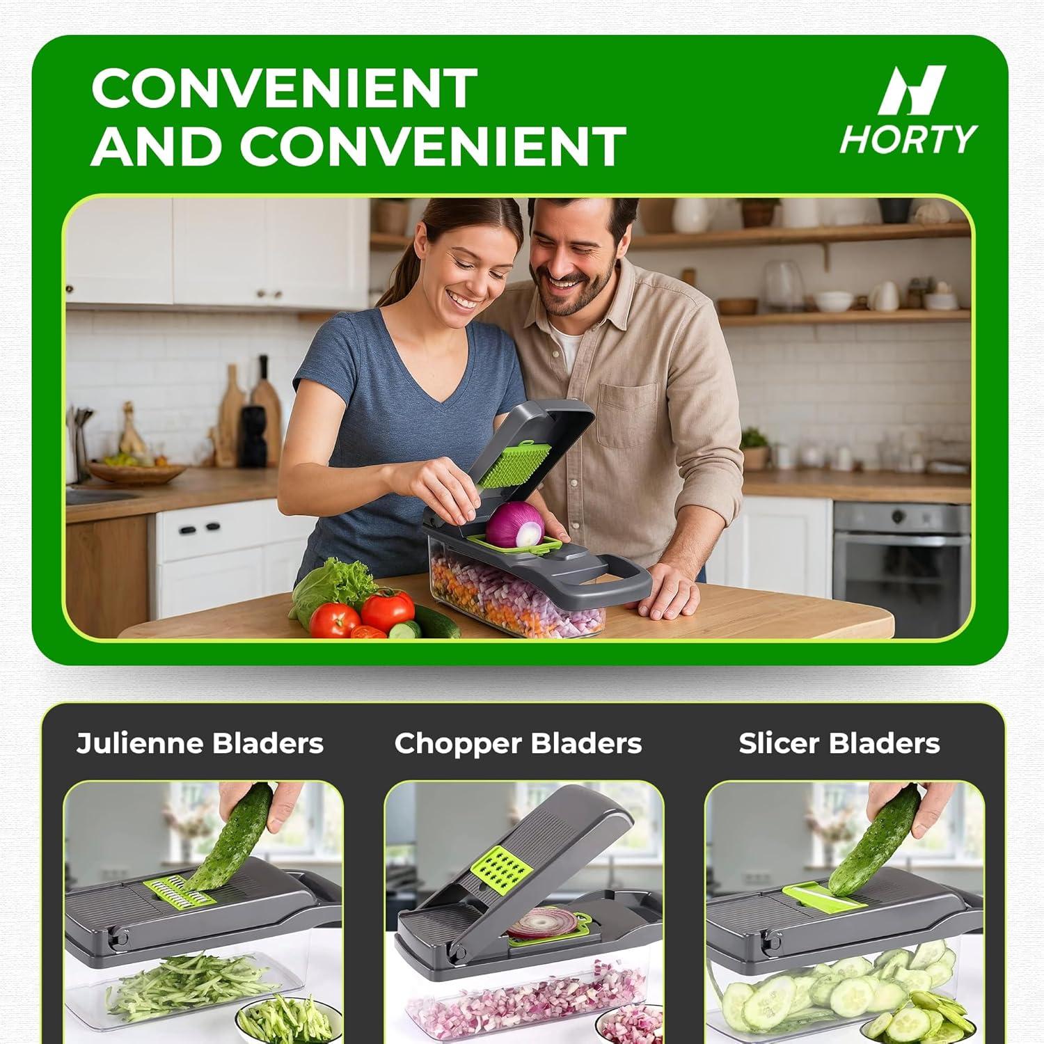 Cortador de Verduras HORTY 18 en 1 Multifuncional Gris