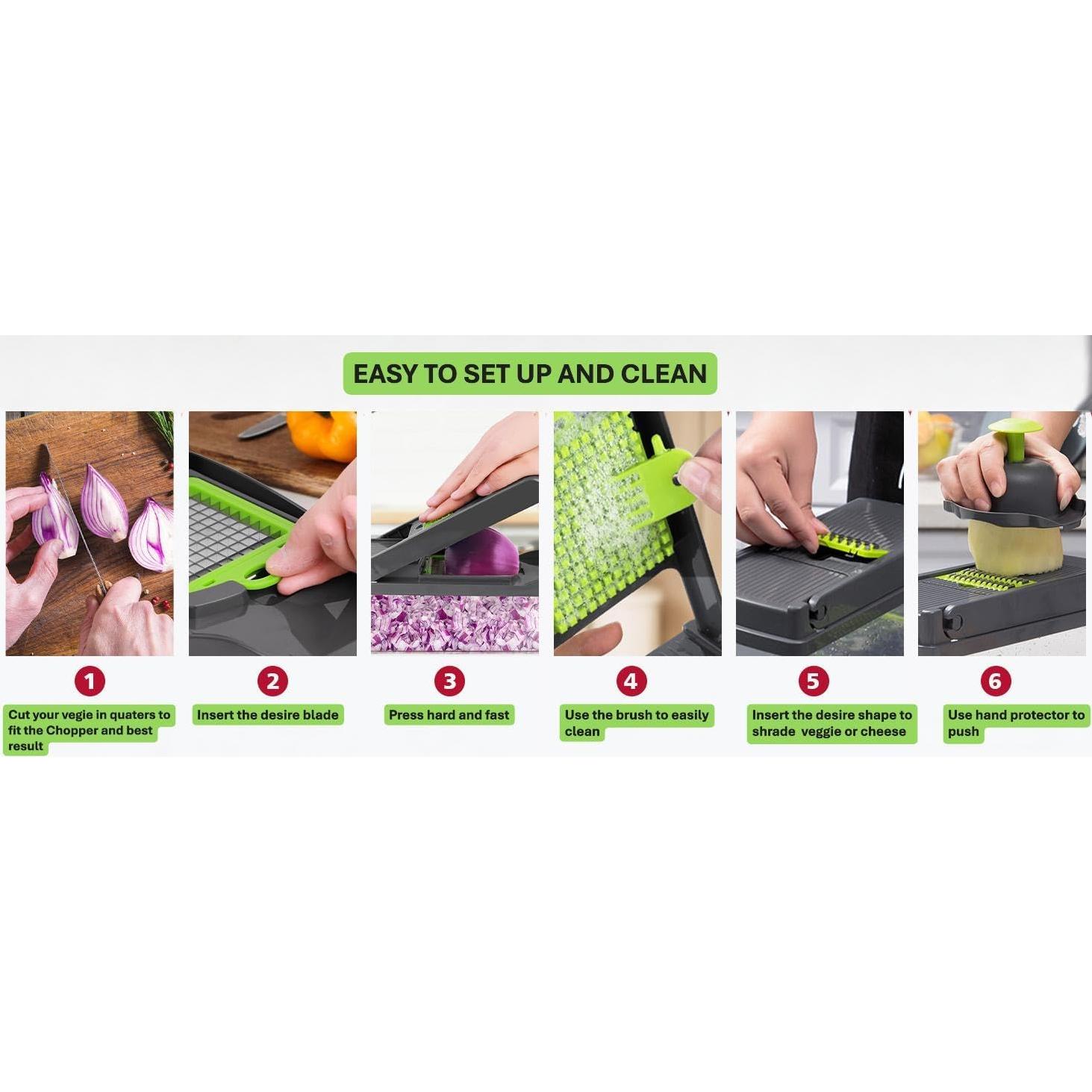 Cortador de Verduras HORTY 18 en 1 Multifuncional Gris