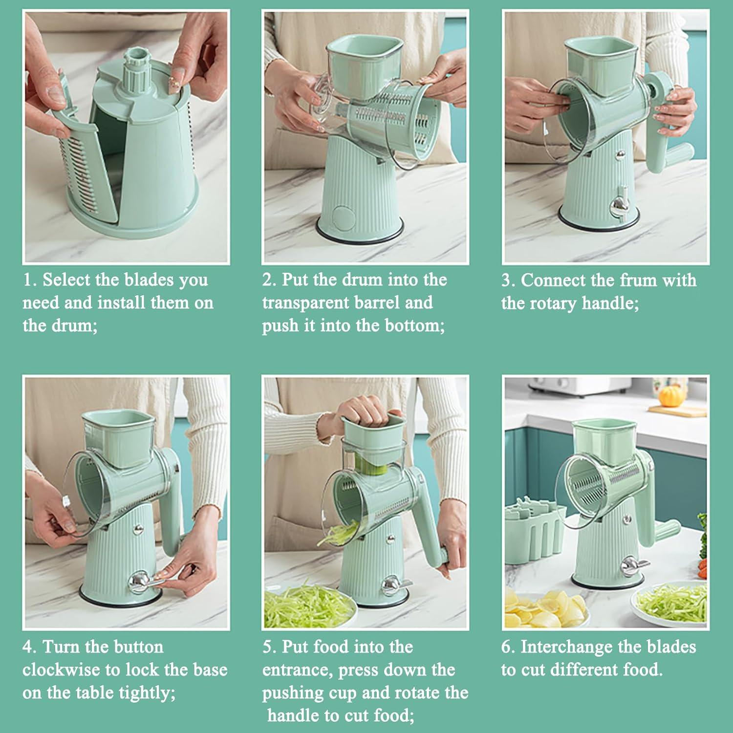 Rallador de Queso Rotatorio LWAIGMY 5 en 1 Verde