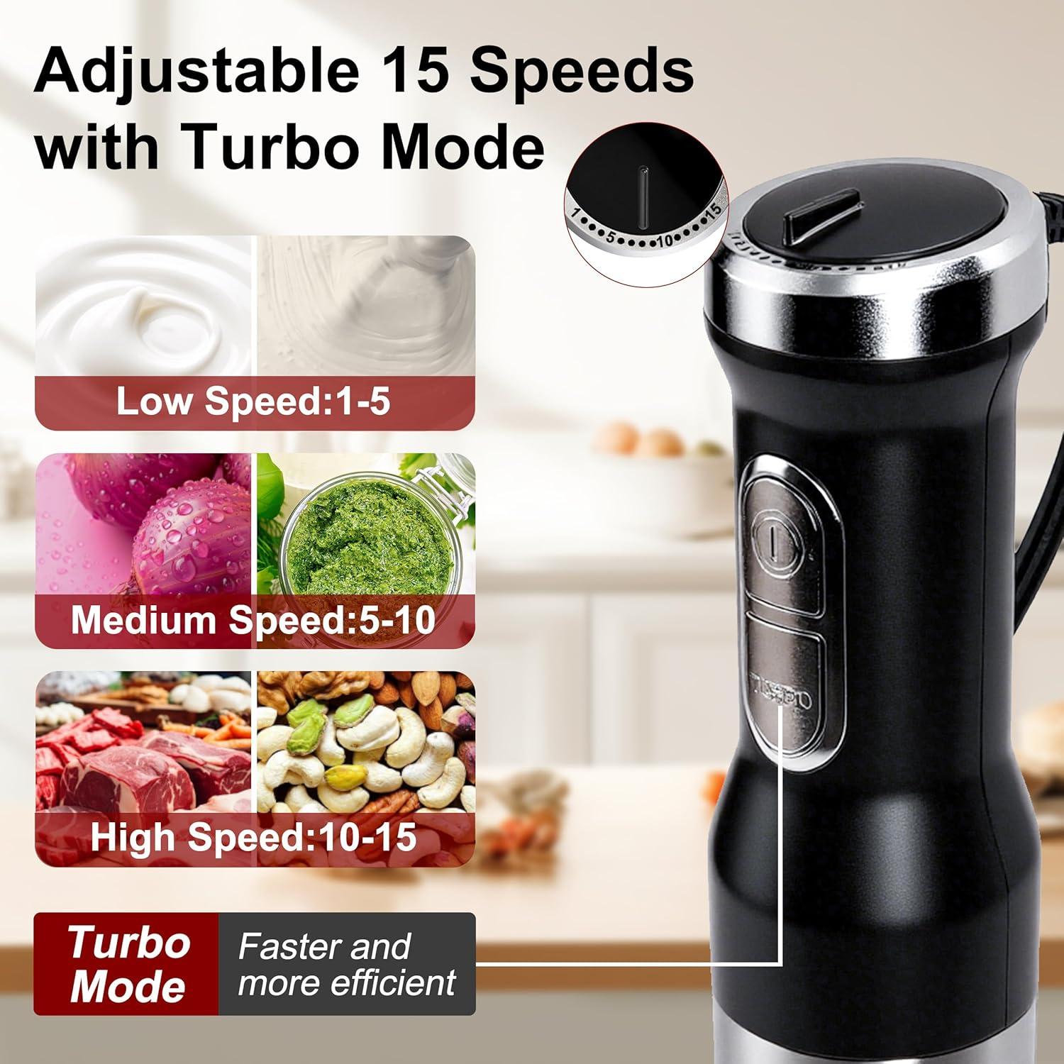 Batidora de Inmersión Keylitos 1000W 5 en 1 con Picadora 600ML