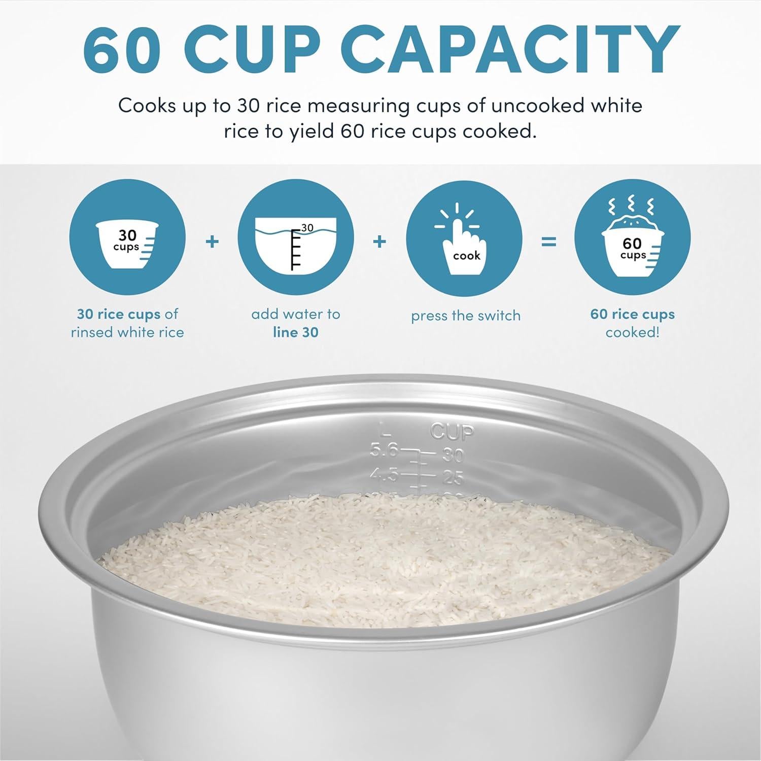 Cocedor de Arroz Comercial Aroma ARC-1430E 60 Copas 13.24L