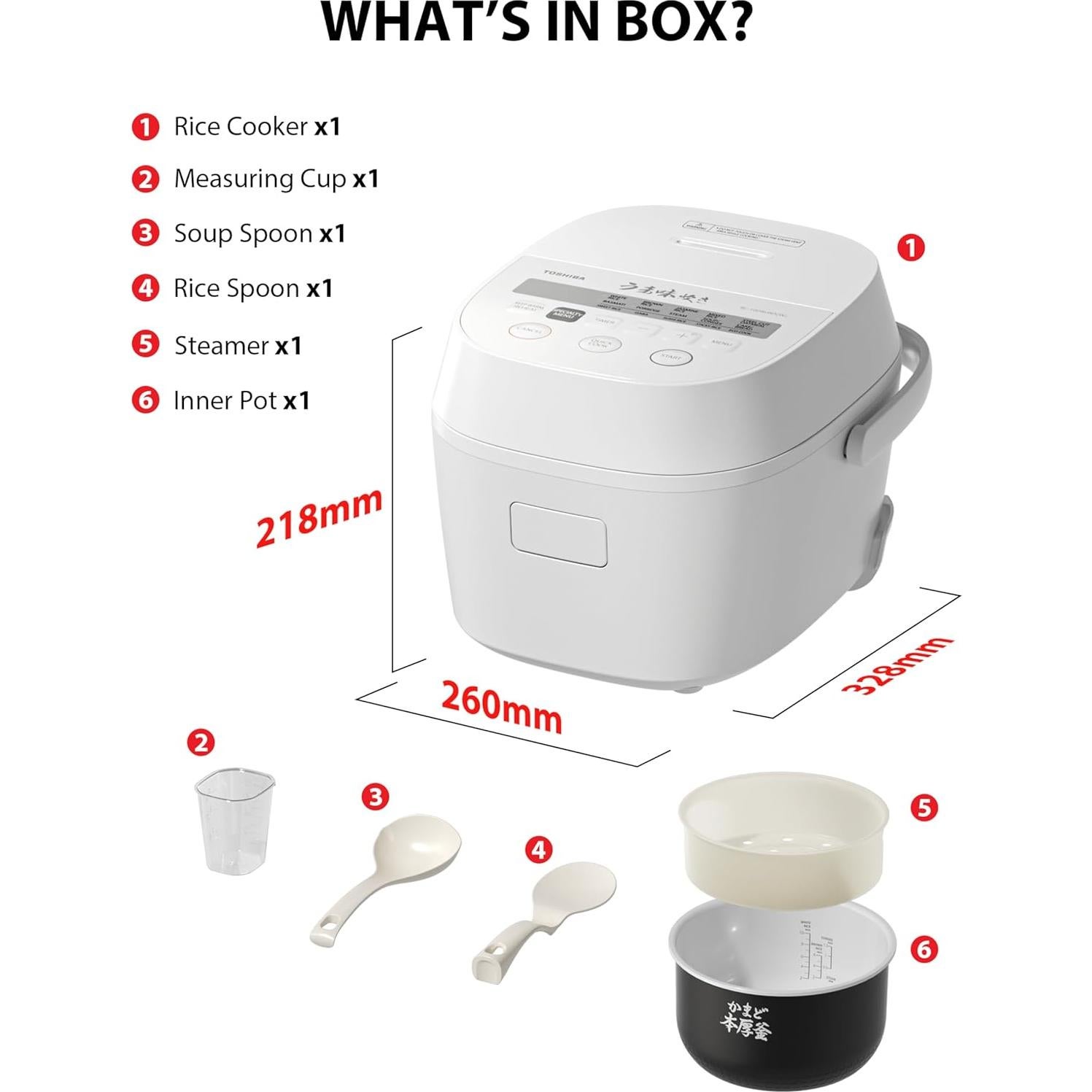 Olla Arrocera TOSHIBA RC-10DRUNA 5.5 Tazas 15 Funciones