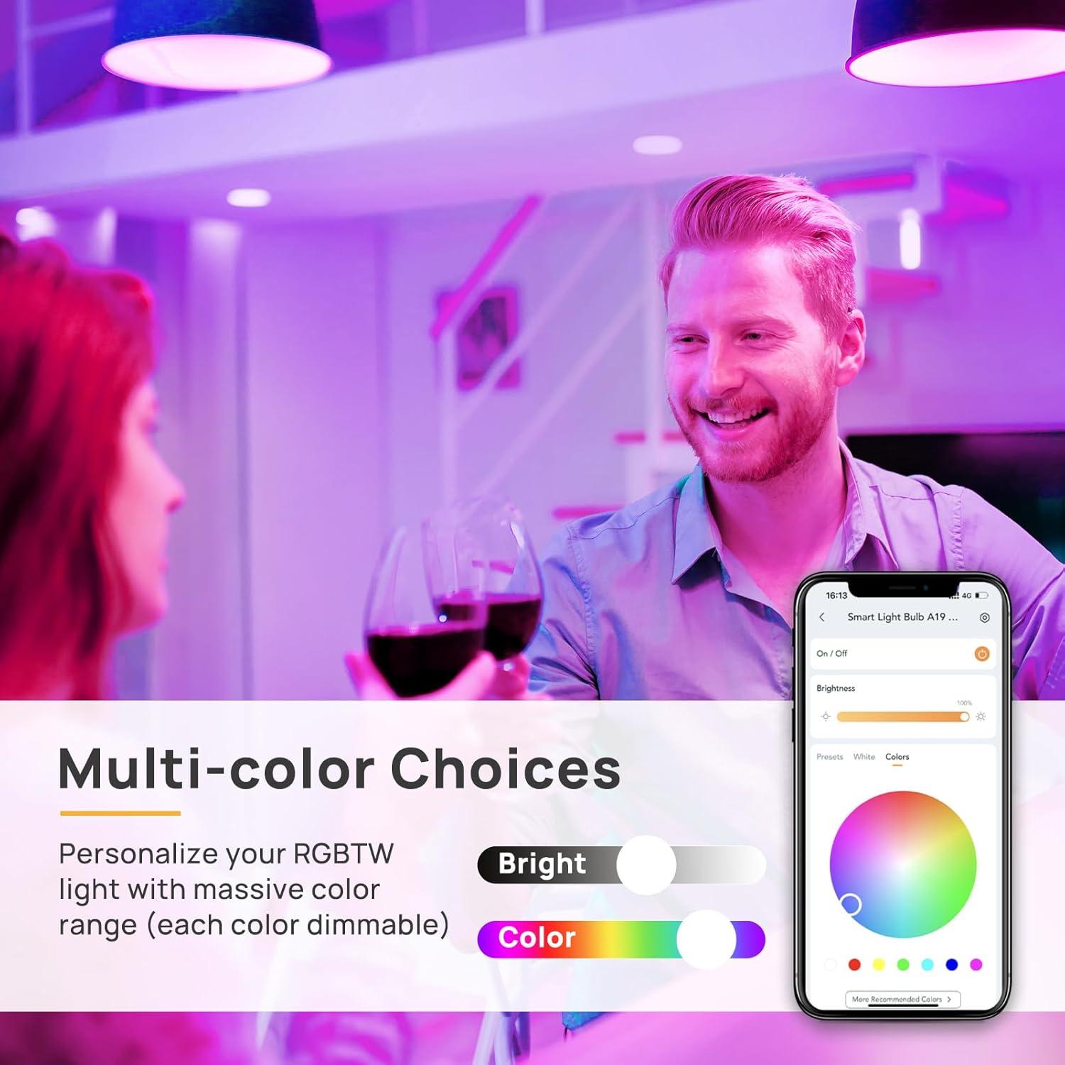 Bombillas Inteligentes Linkind BR30 RGBTW E26 8W Paquete de 4