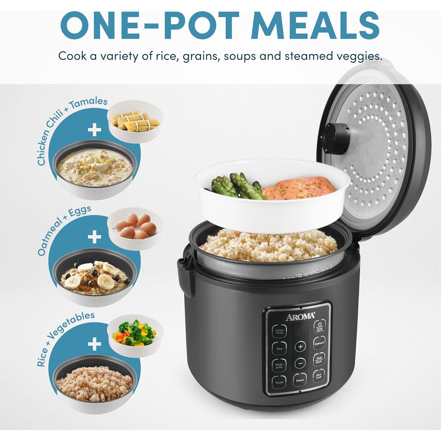 Olla Multicocina Digital AROMA 12 Tazas ARC-966BD Negra