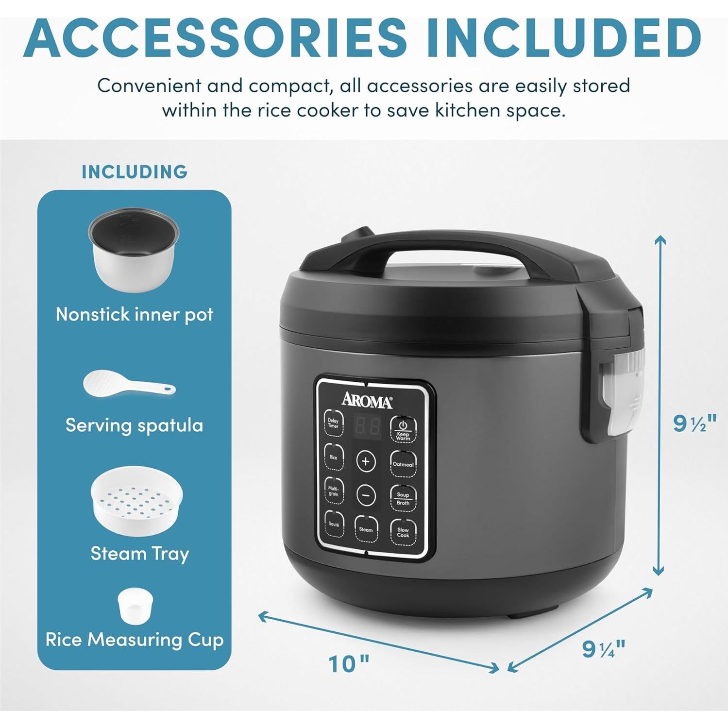 Olla Multicocina Digital AROMA 12 Tazas ARC-966BD Negra