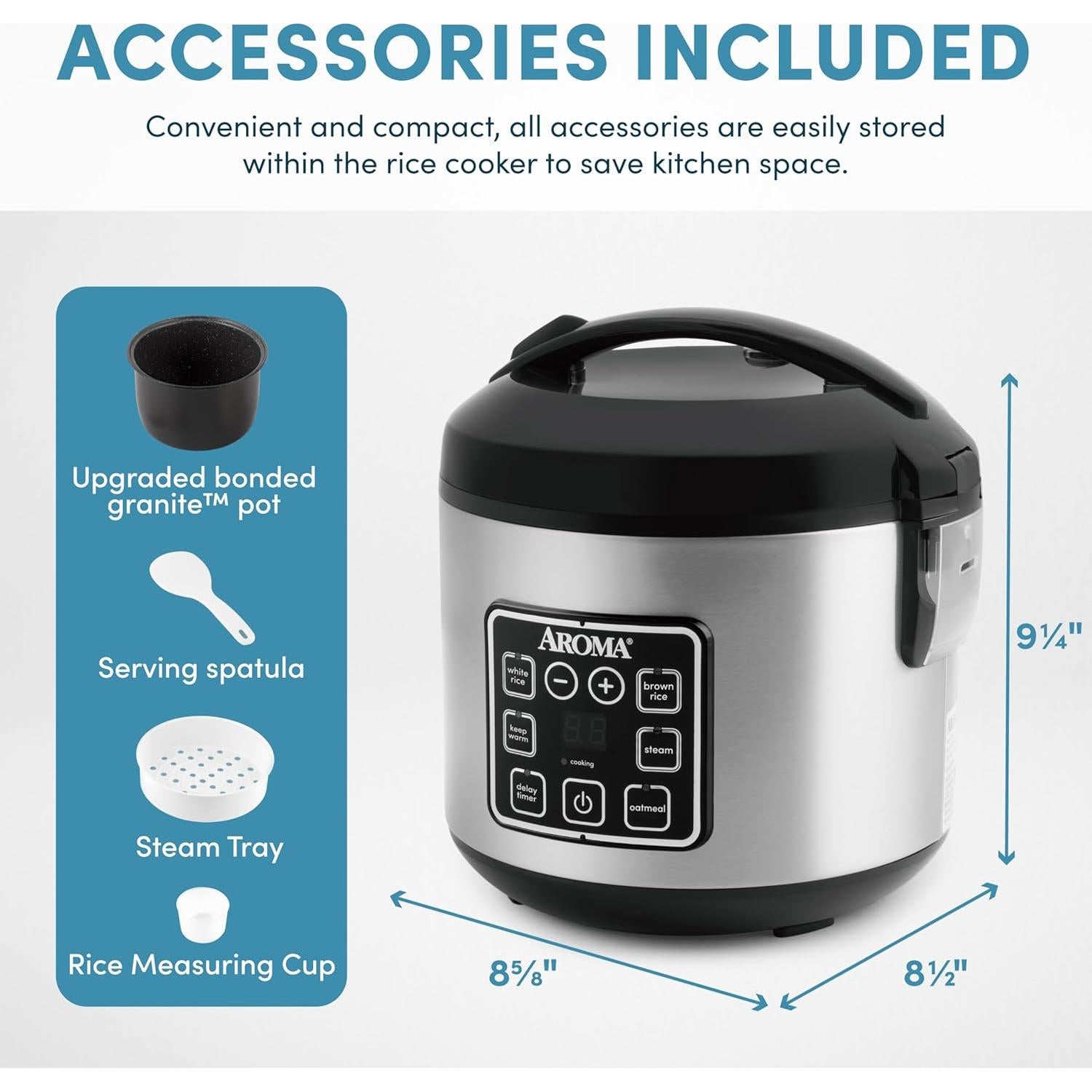 Olla Arroz Digital AROMA 2 Qt. Antiadherente 8 Tazas