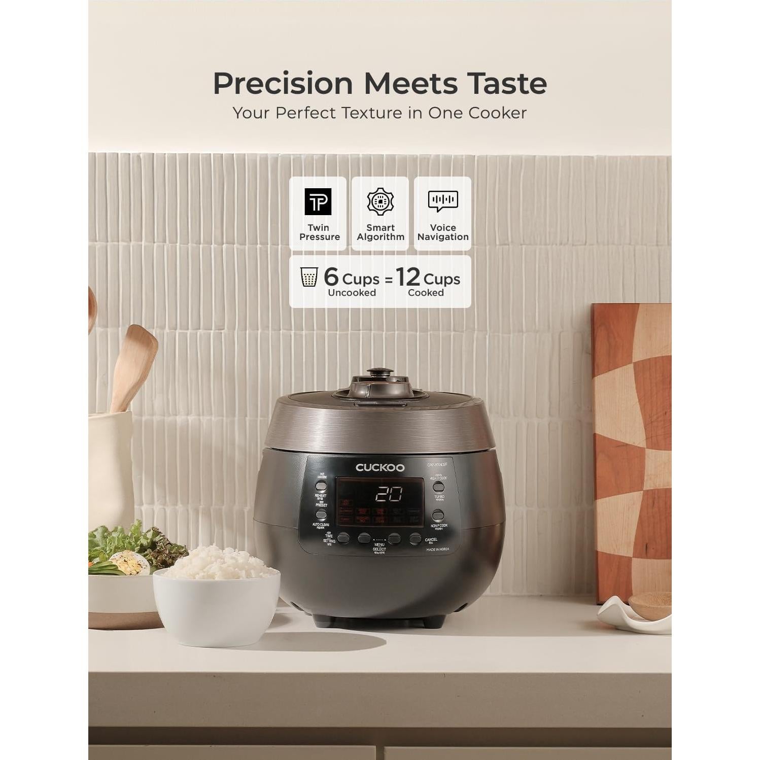 Olla de Arroz a Presión Cuckoo CRP-RT0609FB 12 Tazas Negra