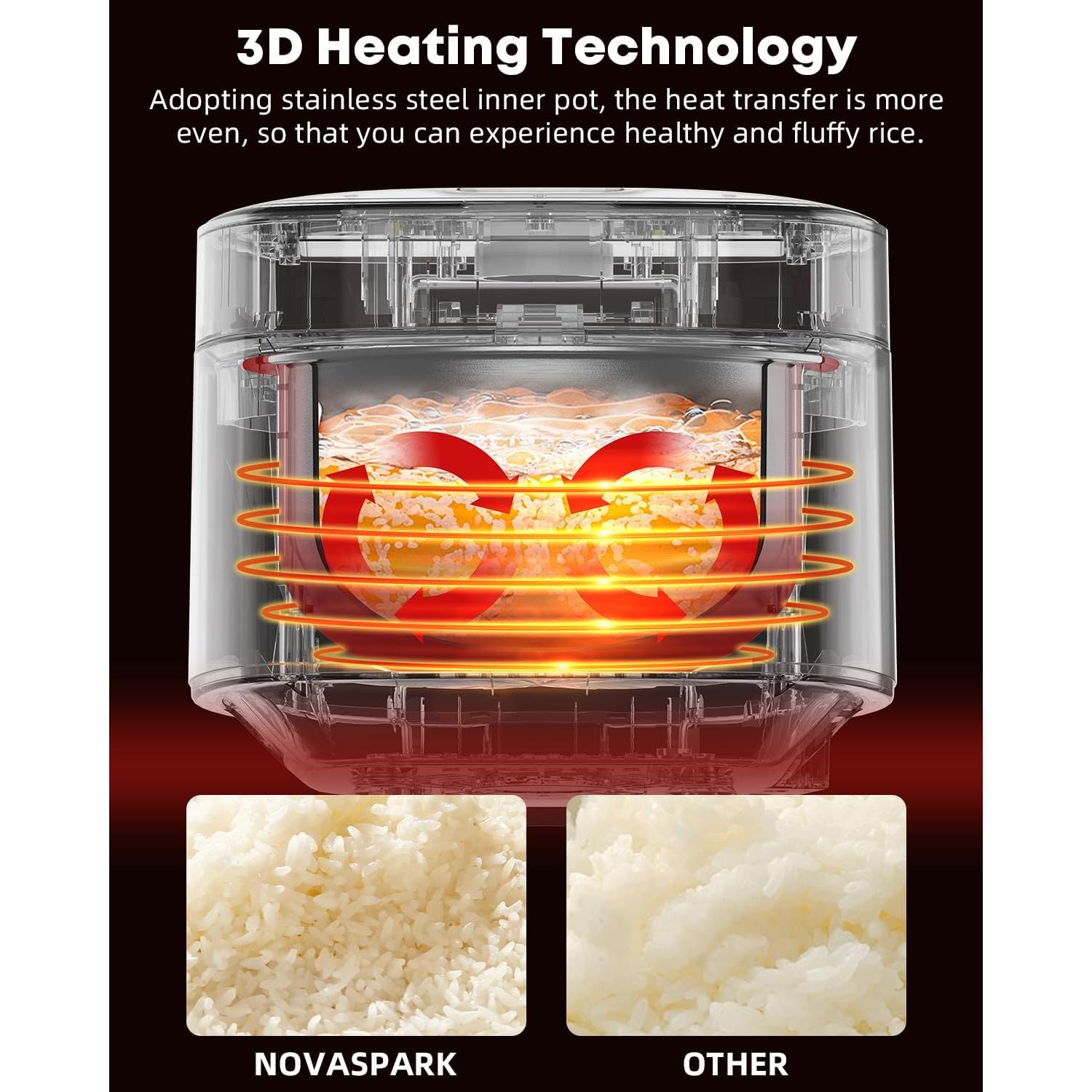 Cocedor de Arroz Novaspark 5 Tazas Acero Inoxidable 2.5L