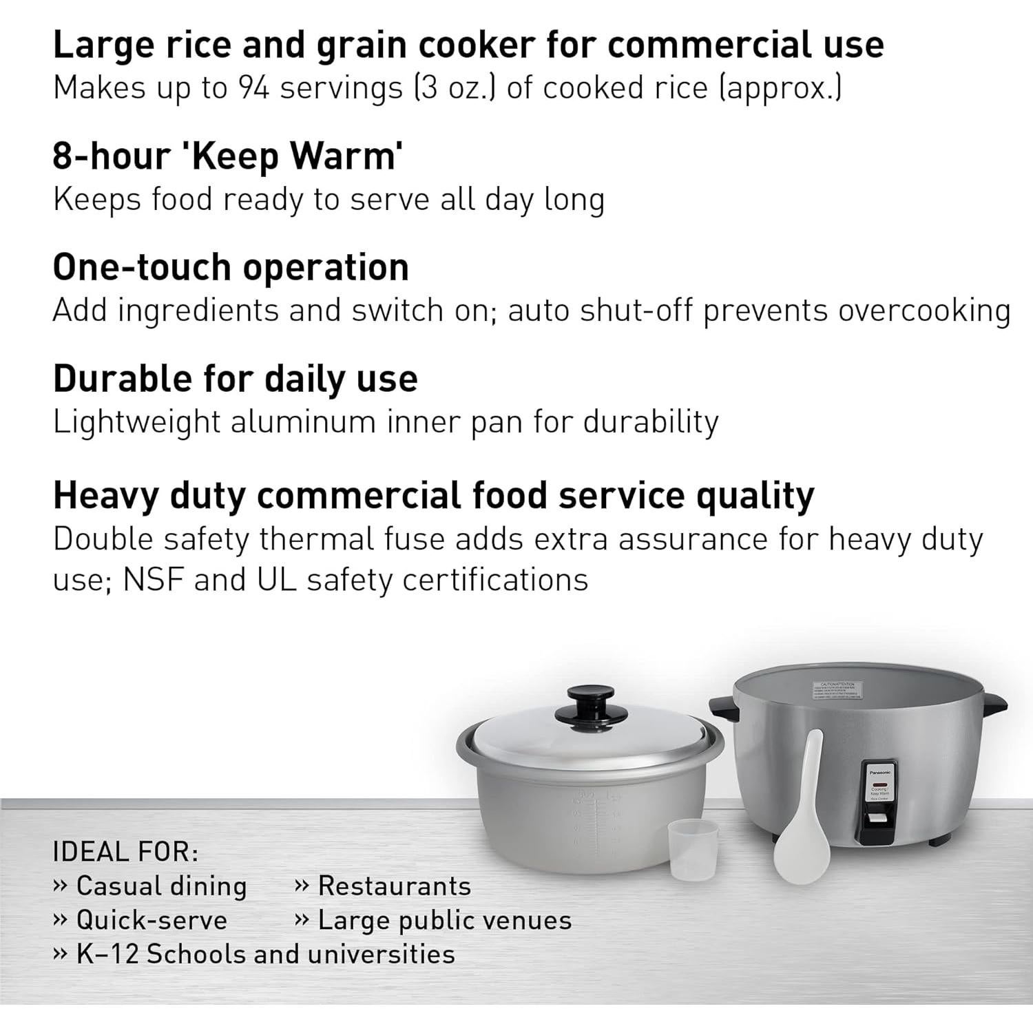 Cocedor de Arroz Panasonic SR-42HZP 46 Tazas Comercial Plata