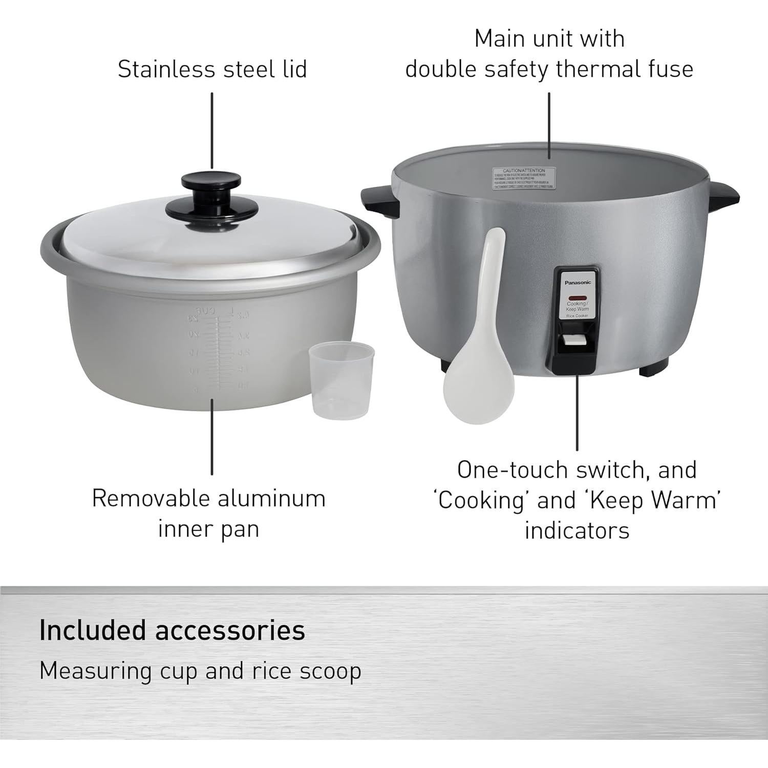 Cocedor de Arroz Panasonic SR-42HZP 46 Tazas Comercial Plata