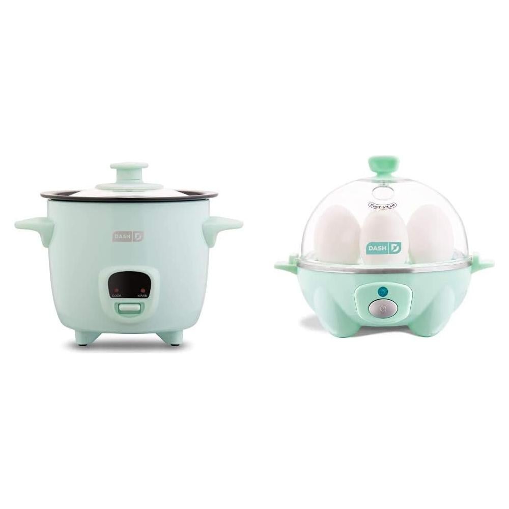 Cocedor de Arroz Mini DASH 5 Cuartos y Cocedor de Huevos Aqua