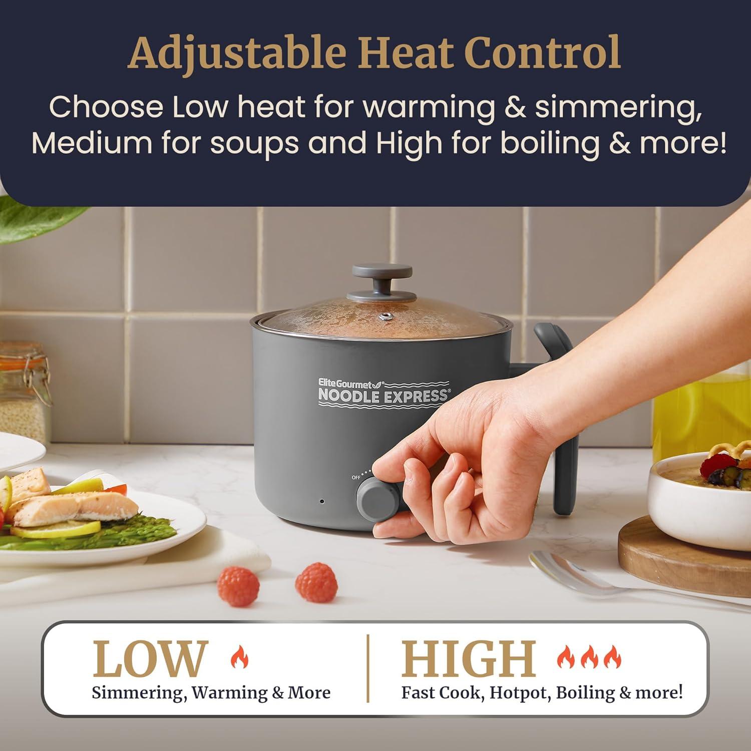 Hot Pot Elite Gourmet EHP120, Cocción Rápida, Acero Inoxidable, 1.18L