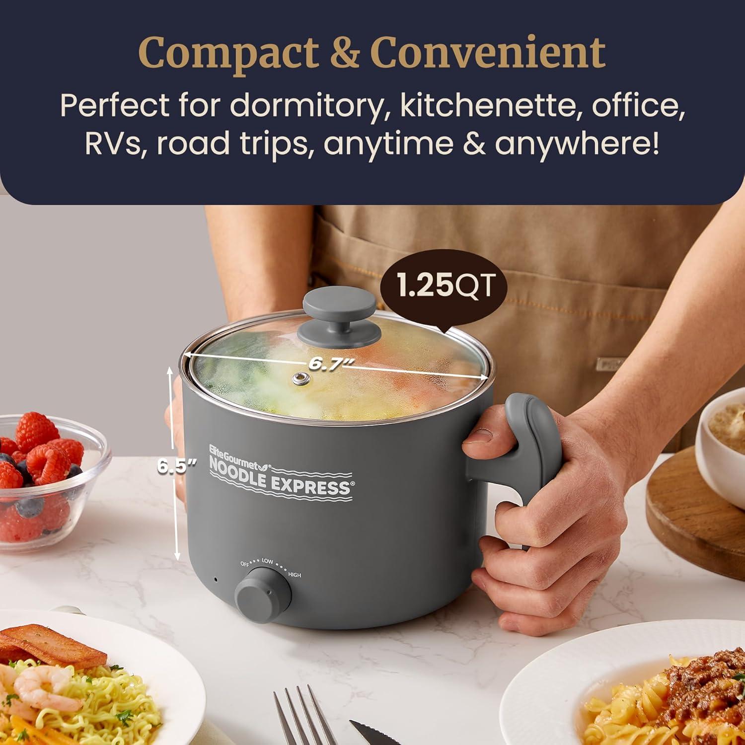 Hot Pot Elite Gourmet EHP120, Cocción Rápida, Acero Inoxidable, 1.18L