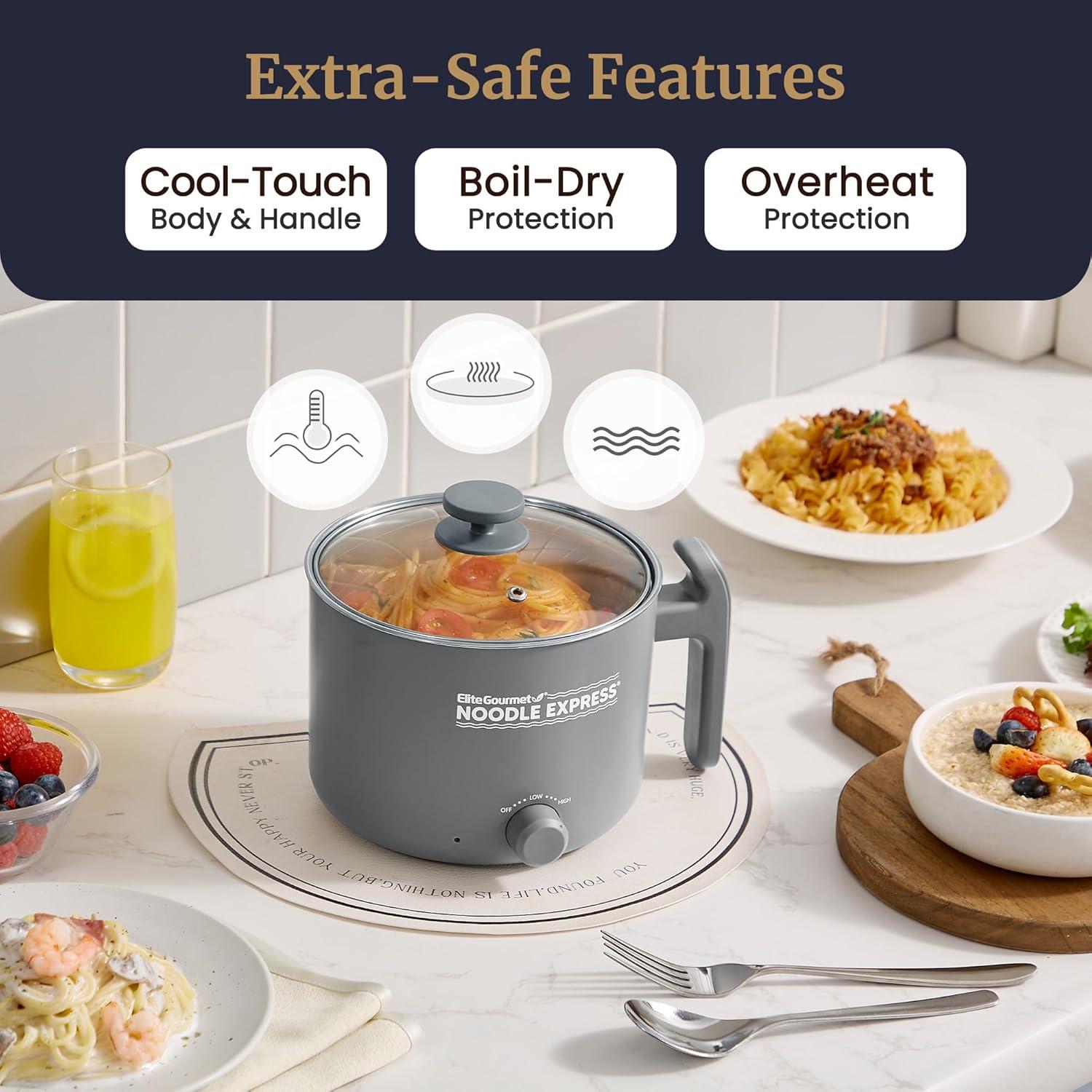 Hot Pot Elite Gourmet EHP120, Cocción Rápida, Acero Inoxidable, 1.18L