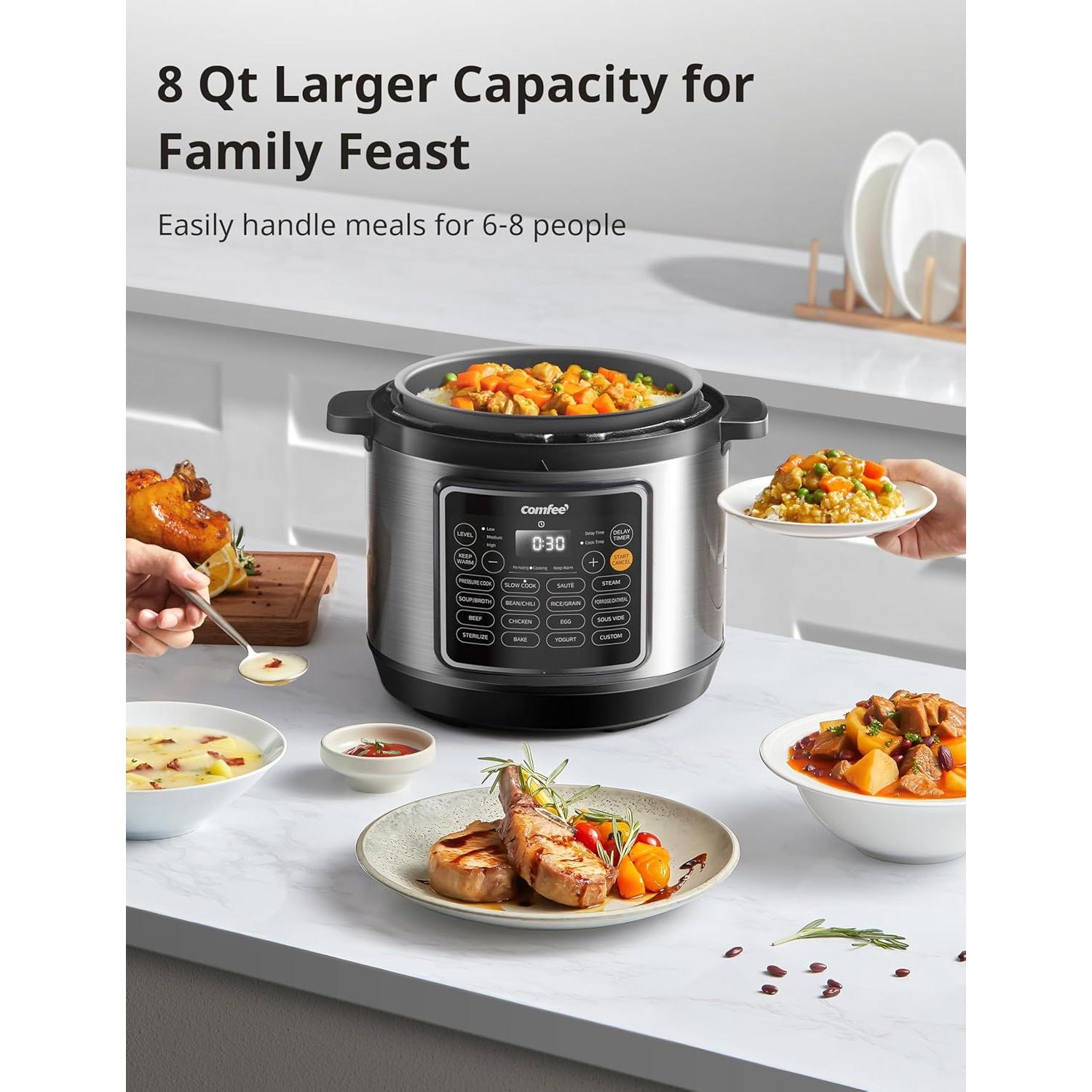 Olla de Presión COMFEE 8 Cuartos 16 Funciones Cerámica