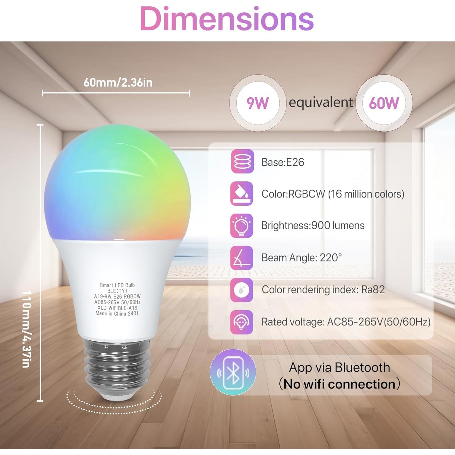 Bombilla Inteligente ORALUCE A19 E26 9W RGB Regulable