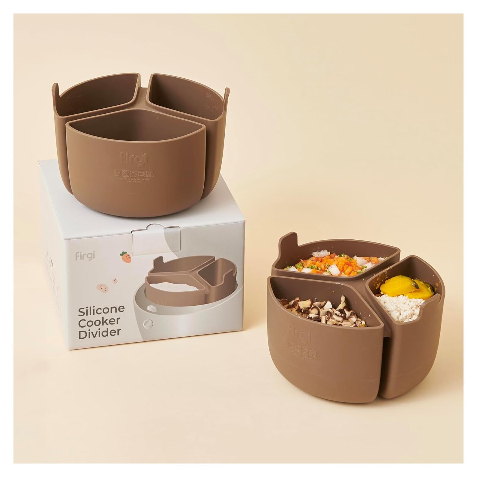 Divisor de Arroz de Silicona Firgi para Olla de Cocción Lenta 3 Compartimentos