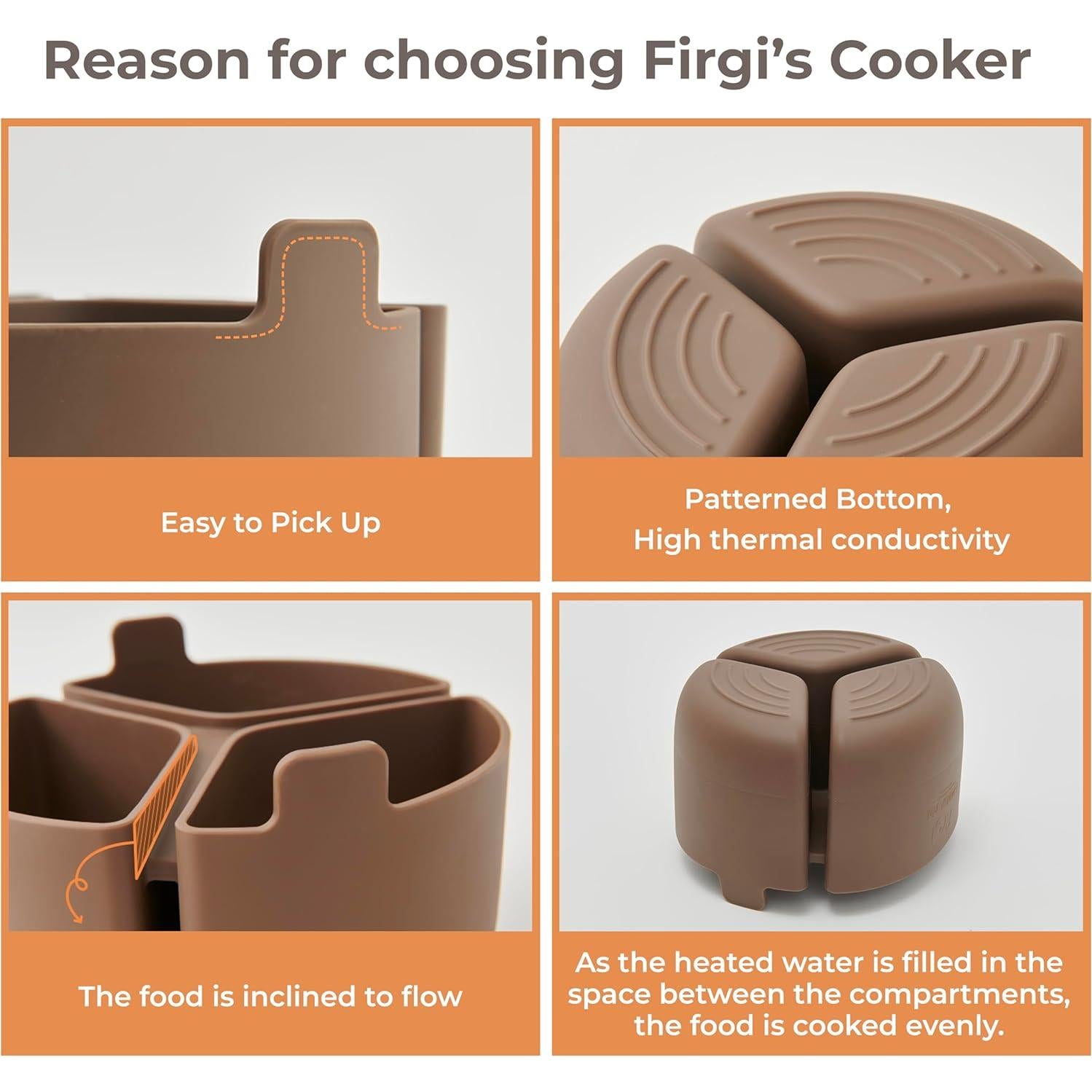 Divisor de Arroz de Silicona Firgi para Olla de Cocción Lenta 3 Compartimentos