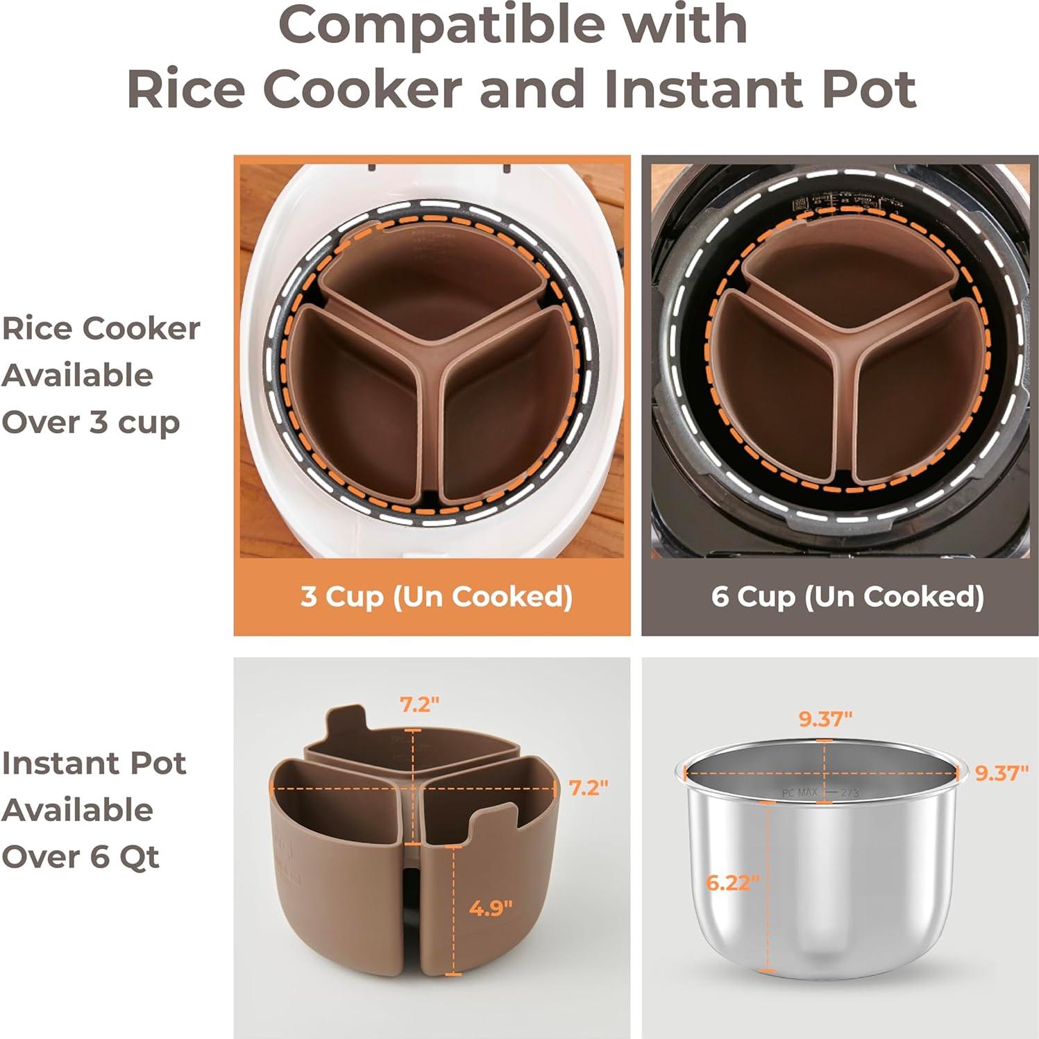 Divisor de Arroz de Silicona Firgi para Olla de Cocción Lenta 3 Compartimentos