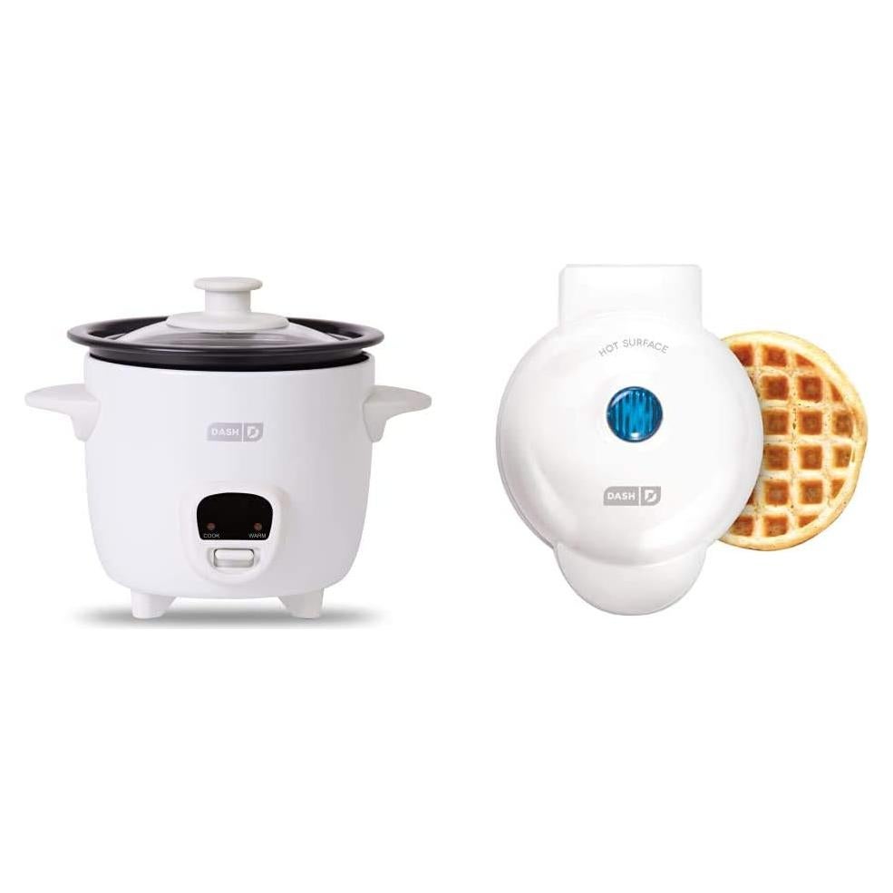 Mini Olla Arrocera y Waffle Maker DASH 2 Tazas Blanca