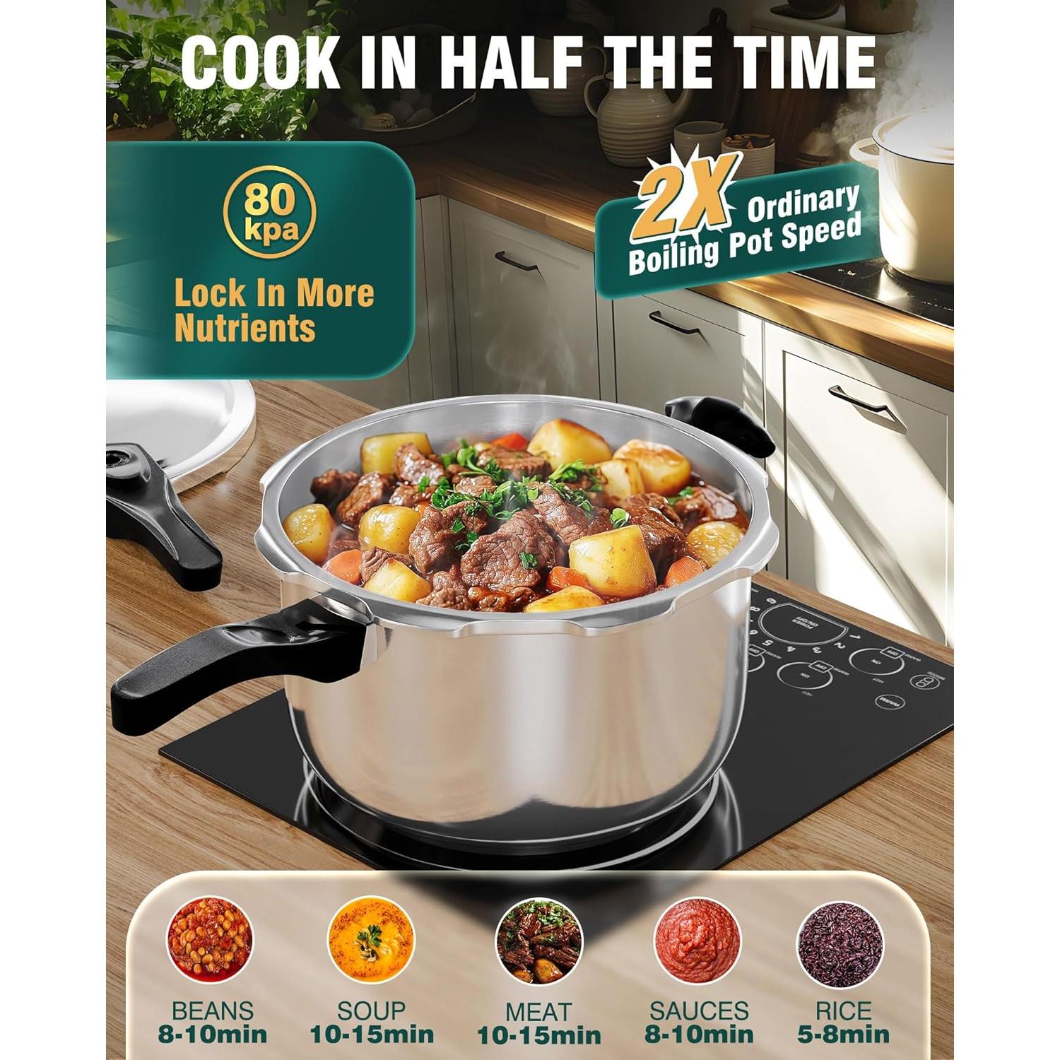 Olla a presión WantJoin 8L acero inoxidable con seguridad