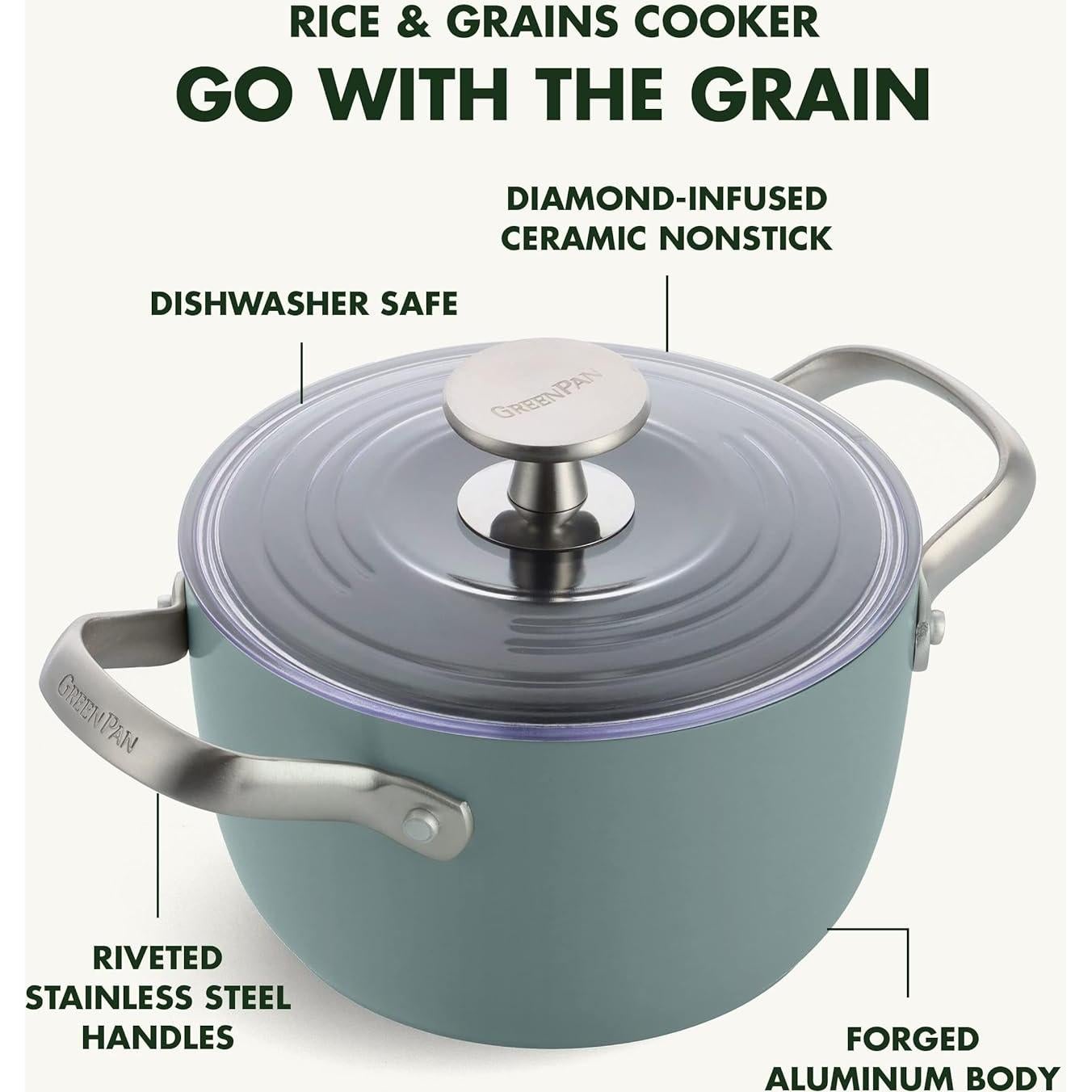 Cocedor de Arroz GreenPan Cerámica Antiadherente 2QT Azul