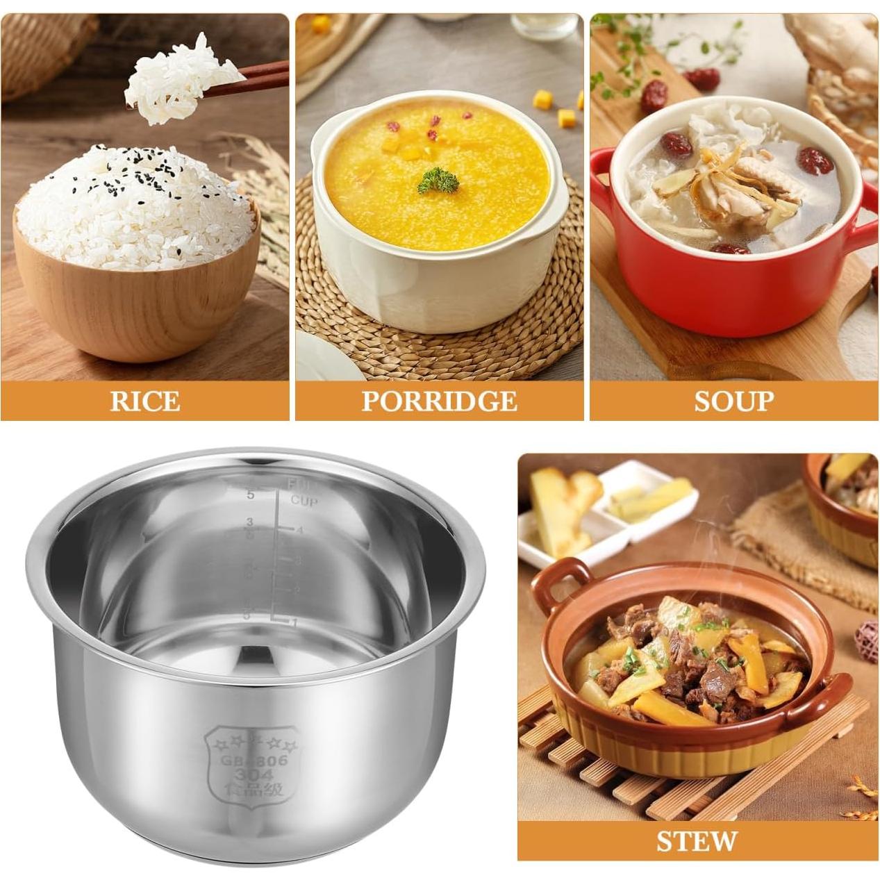 Olla Arrocera de Acero Inoxidable 2L Angoily - Repuesto 6 Tazas