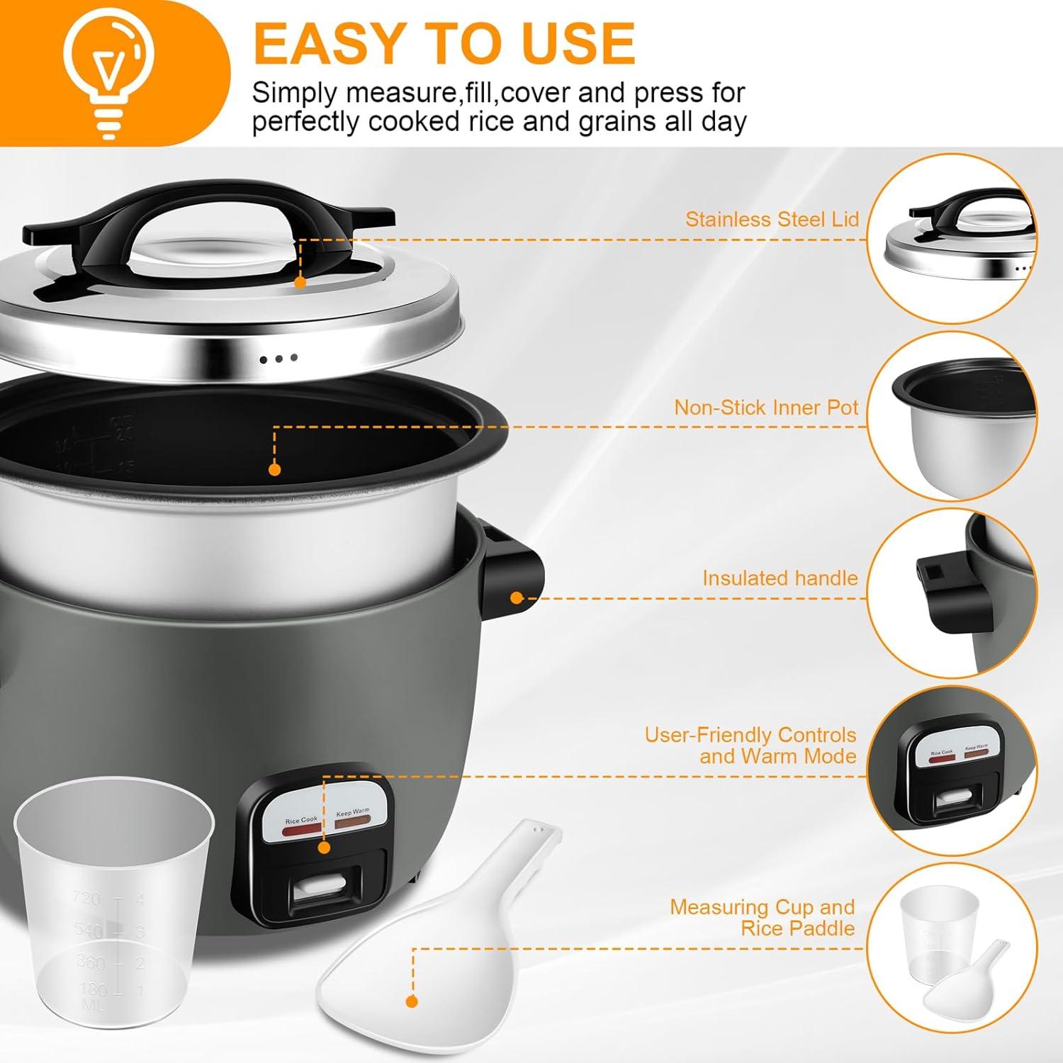 Cocedor de Arroz Eléctrico Wutfly 40 Tazas Acero Inoxidable