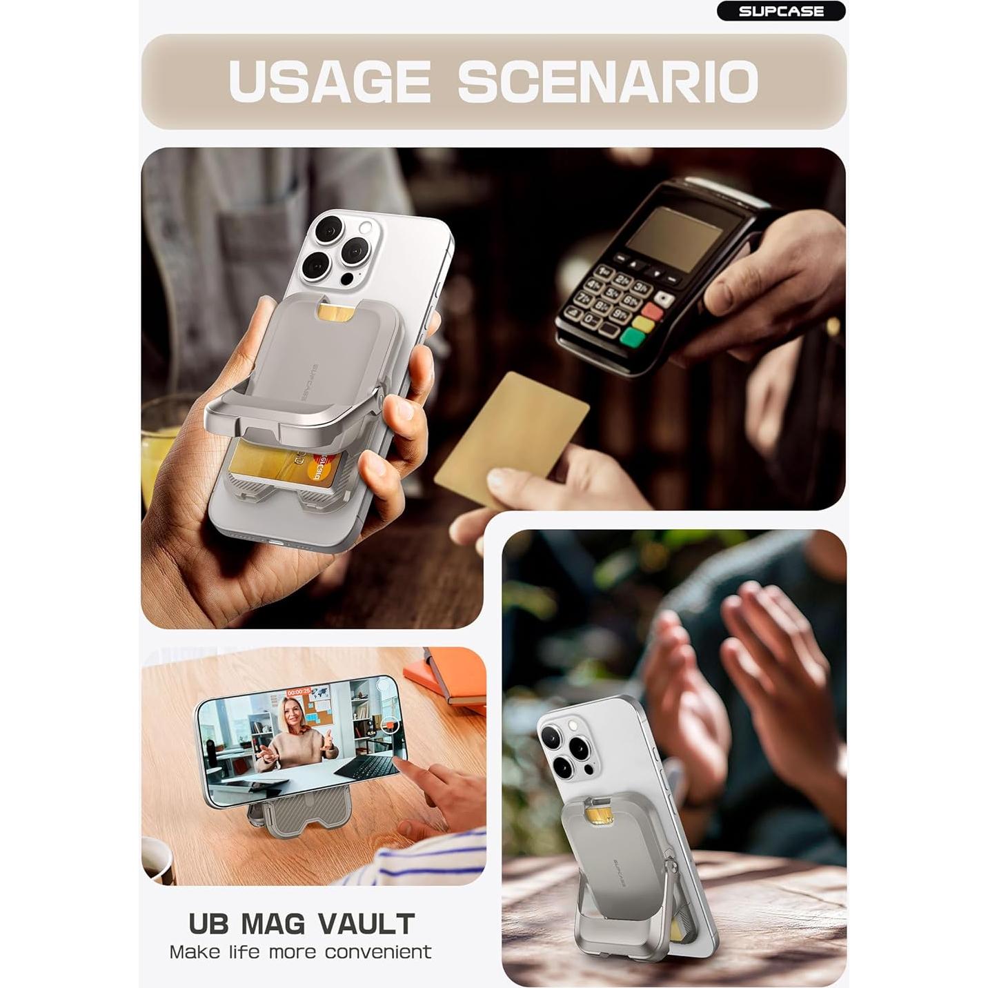 Cartera Magnética SUPCASE para iPhone 16/15/14/13/12 - Gris Helado