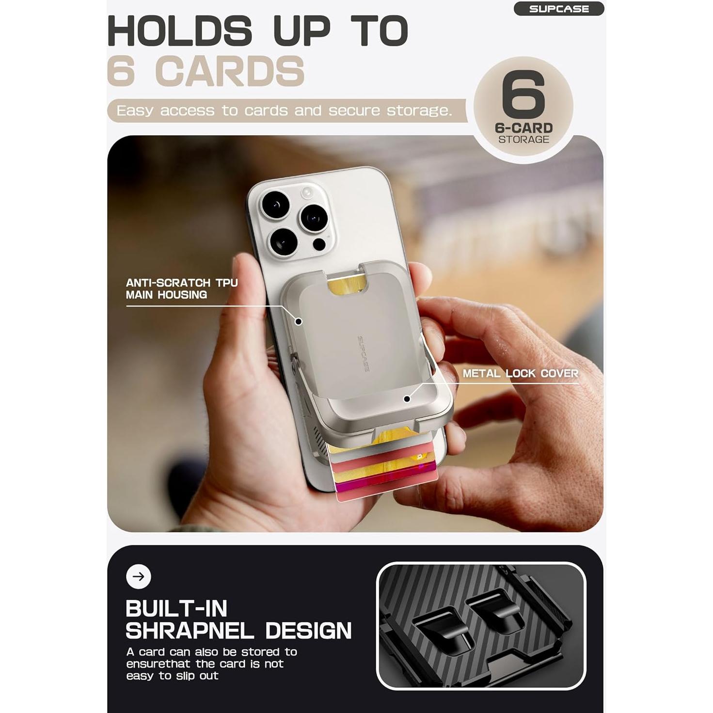 Cartera Magnética SUPCASE para iPhone 16/15/14/13/12 - Gris Helado