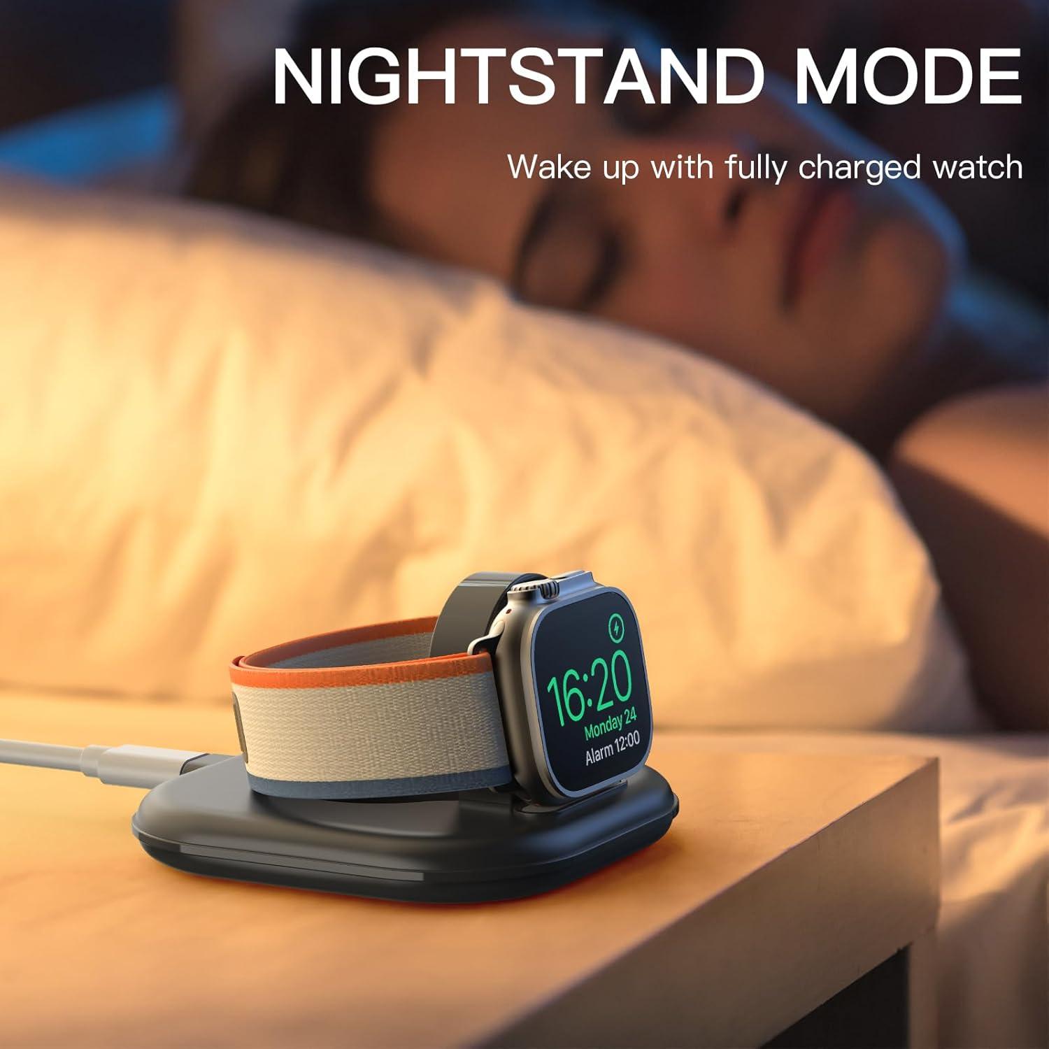 Soporte de Carga Magnético ZIKUREL para Apple Watch - Carga Rápida y Modo Noche