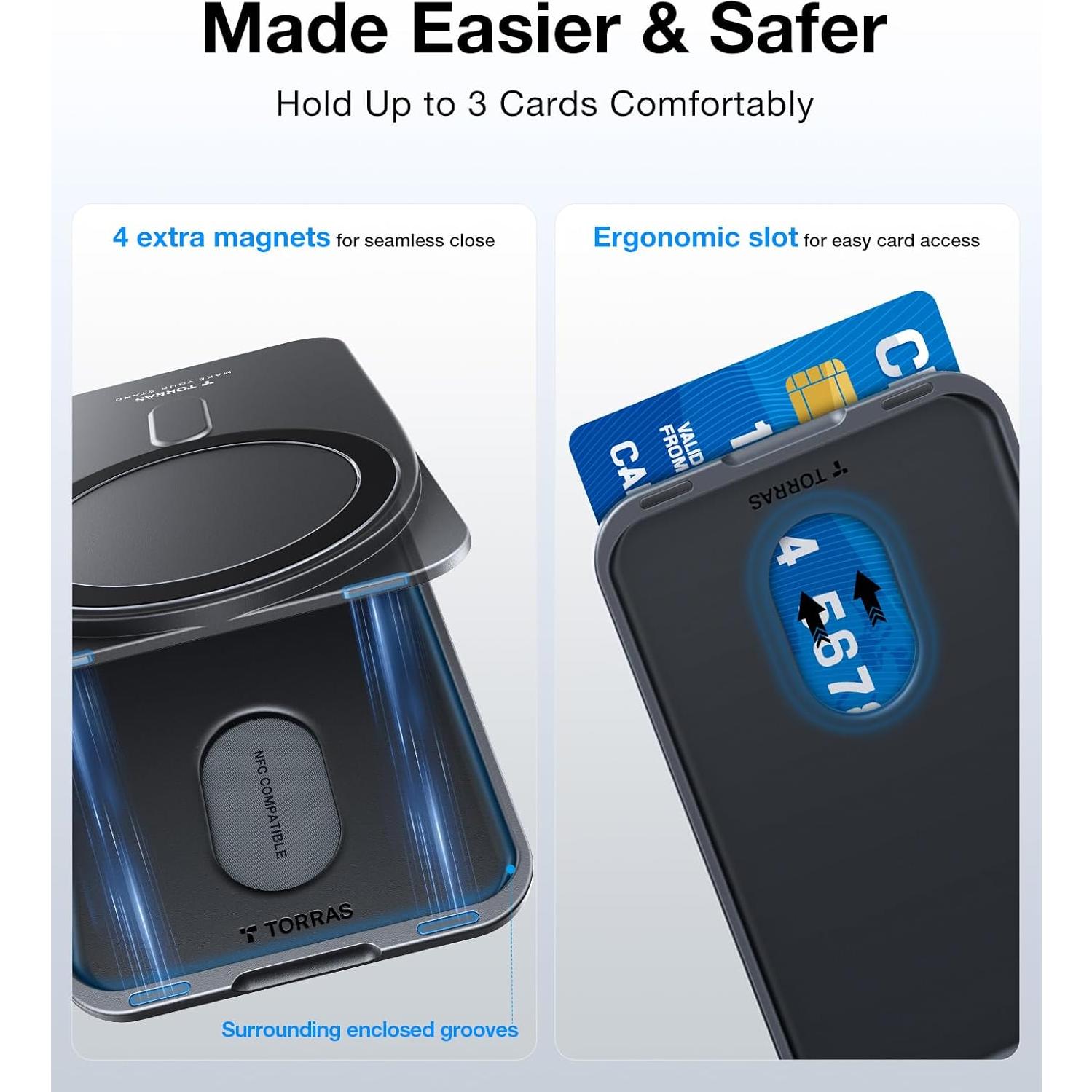 Cartera Magnética TORRAS Slim para iPhone y Samsung - Negro