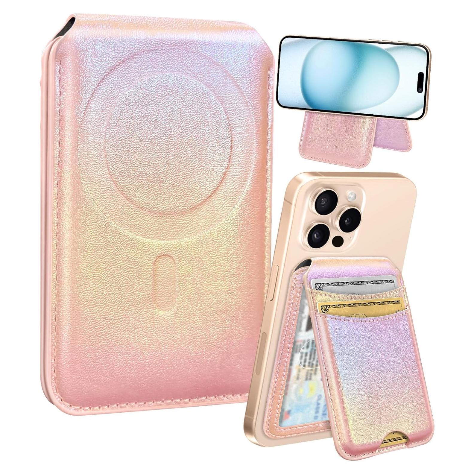 Cartera Magnética Shorogyt para iPhone 16/15/14/13/12 - Púrpura, 5 Tarjetas, Bloqueo RFID