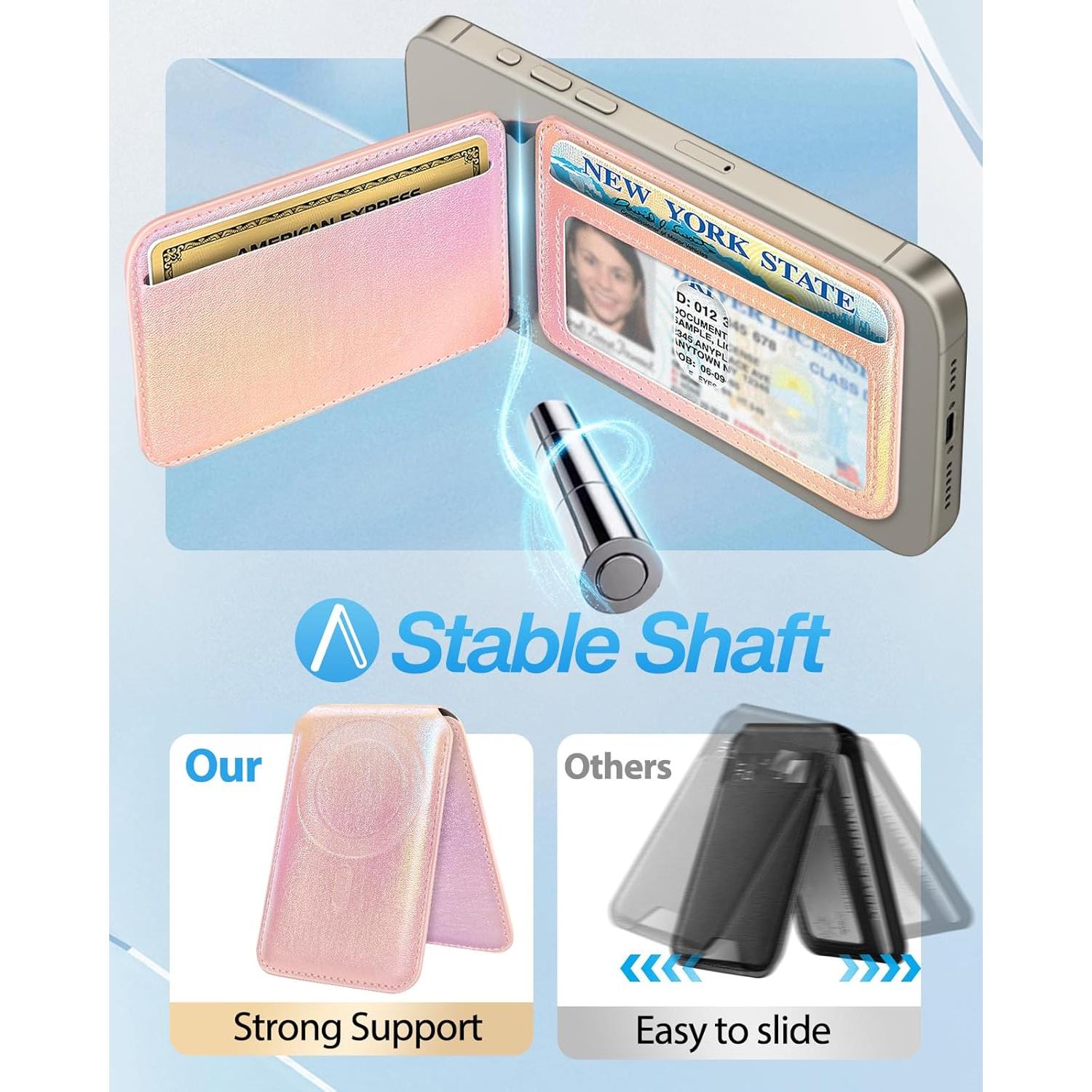 Cartera Magnética Shorogyt para iPhone 16/15/14/13/12 - Púrpura, 5 Tarjetas, Bloqueo RFID