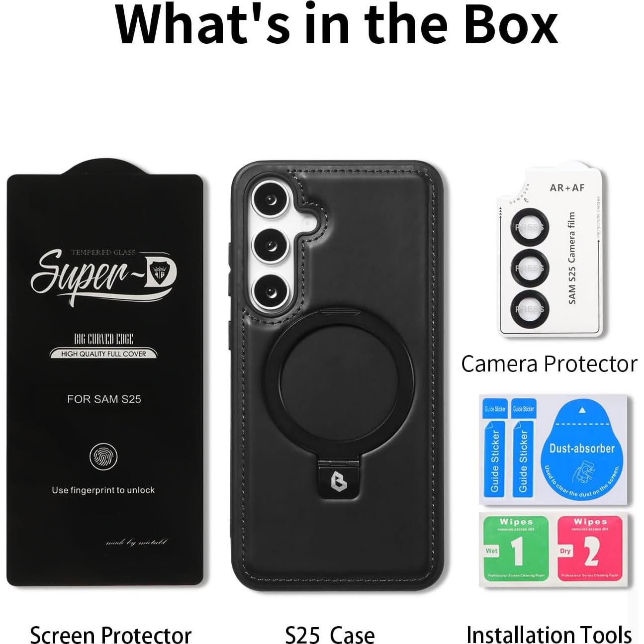 Funda de cuero BULLROYE para Samsung Galaxy S25 con soporte