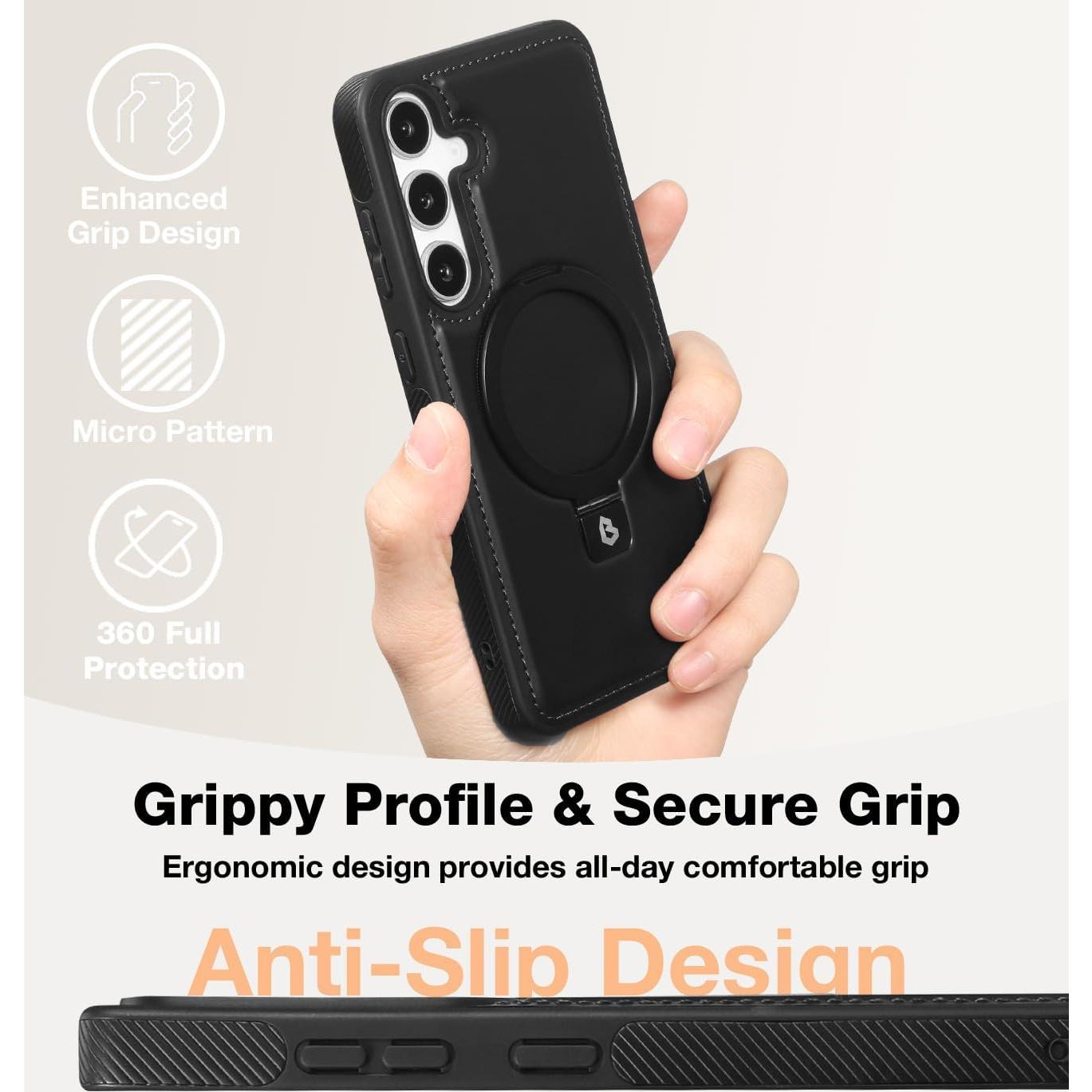 Funda de cuero BULLROYE para Samsung Galaxy S25 con soporte