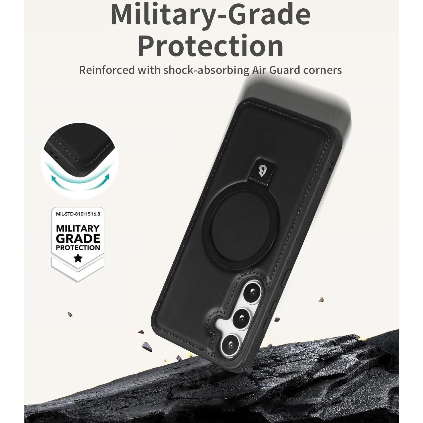 Funda de cuero BULLROYE para Samsung Galaxy S25 con soporte