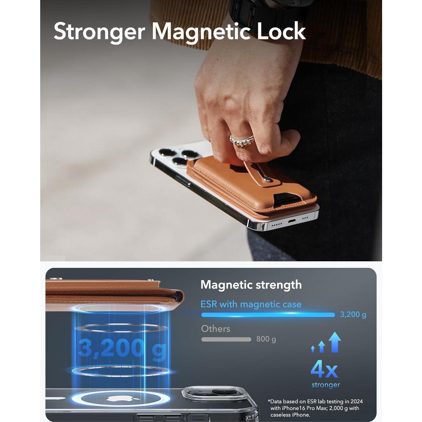 Cartera MagSafe ESR con Encontrar Mi para iPhone Marrón