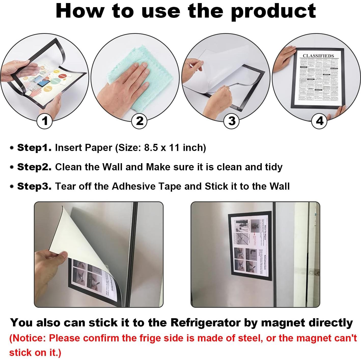 10 Soportes Magnéticos Nellvita 21.6x27.9cm PVC Autoadhesivos