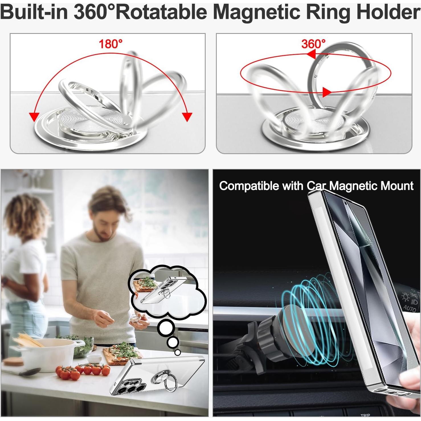 Funda TPU Samsung Galaxy S25 Ultra Plata con Soporte Magnético