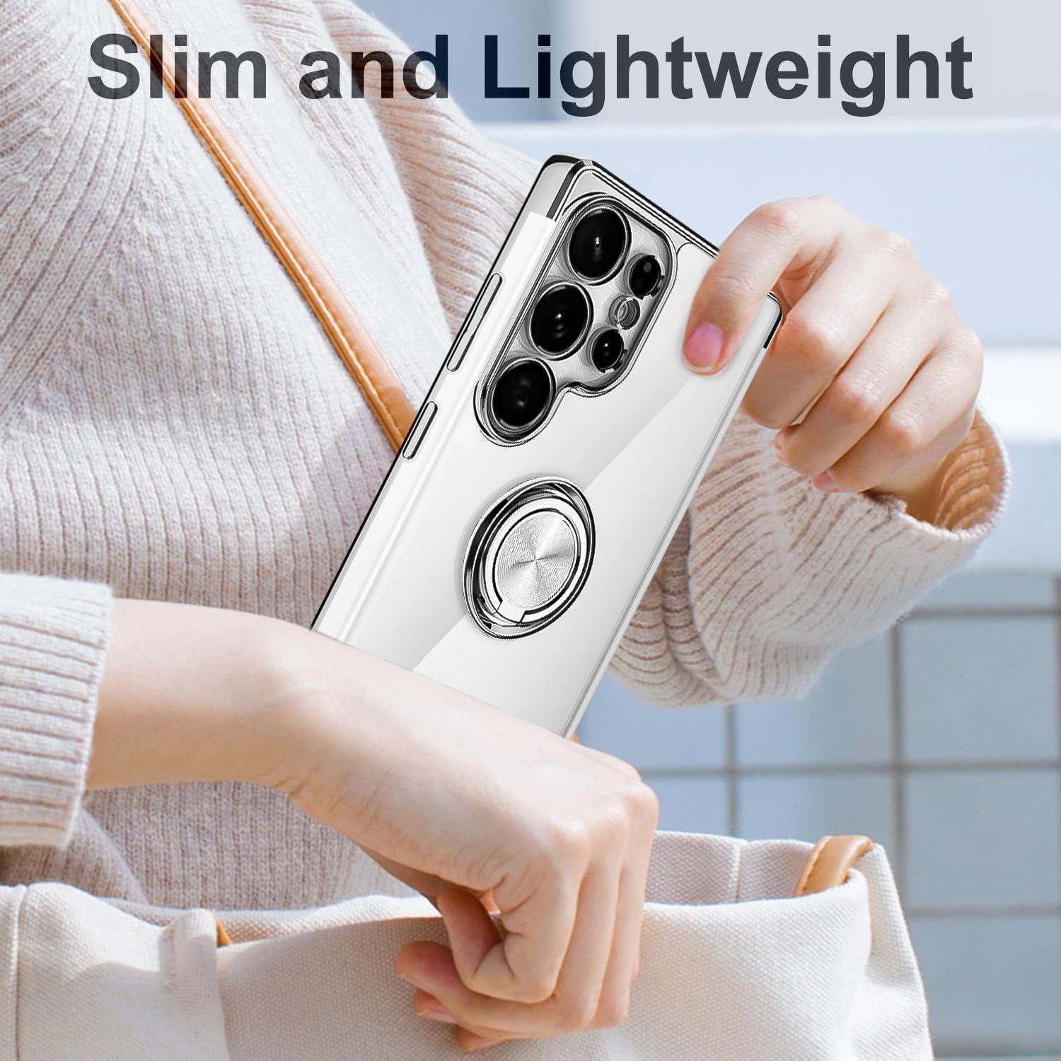 Funda TPU Samsung Galaxy S25 Ultra Plata con Soporte Magnético