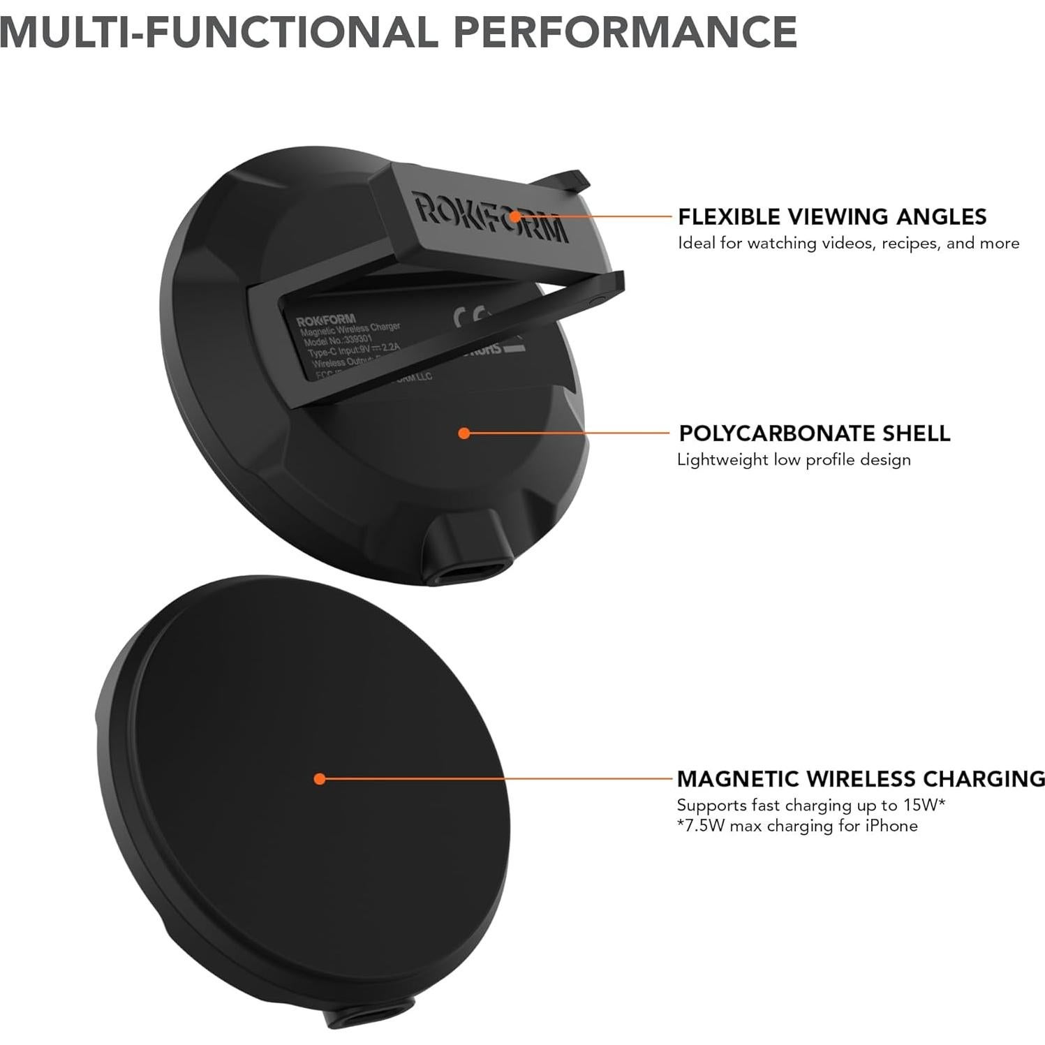 Cargador Inalámbrico Magnético Rokform 15W con Soporte