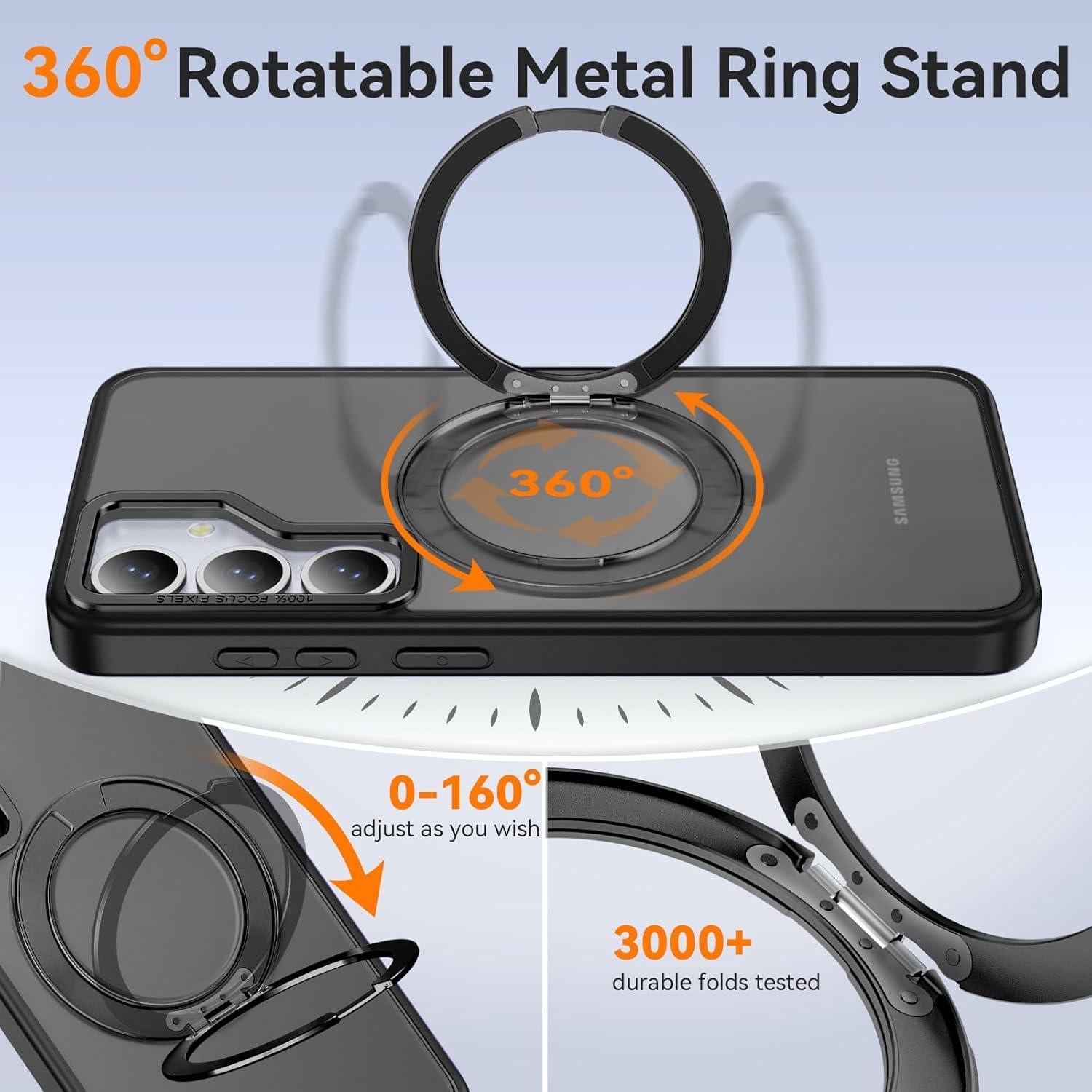 Funda Samsung Galaxy S25 Oneagle Translúcida 6.2" con Soporte 360°