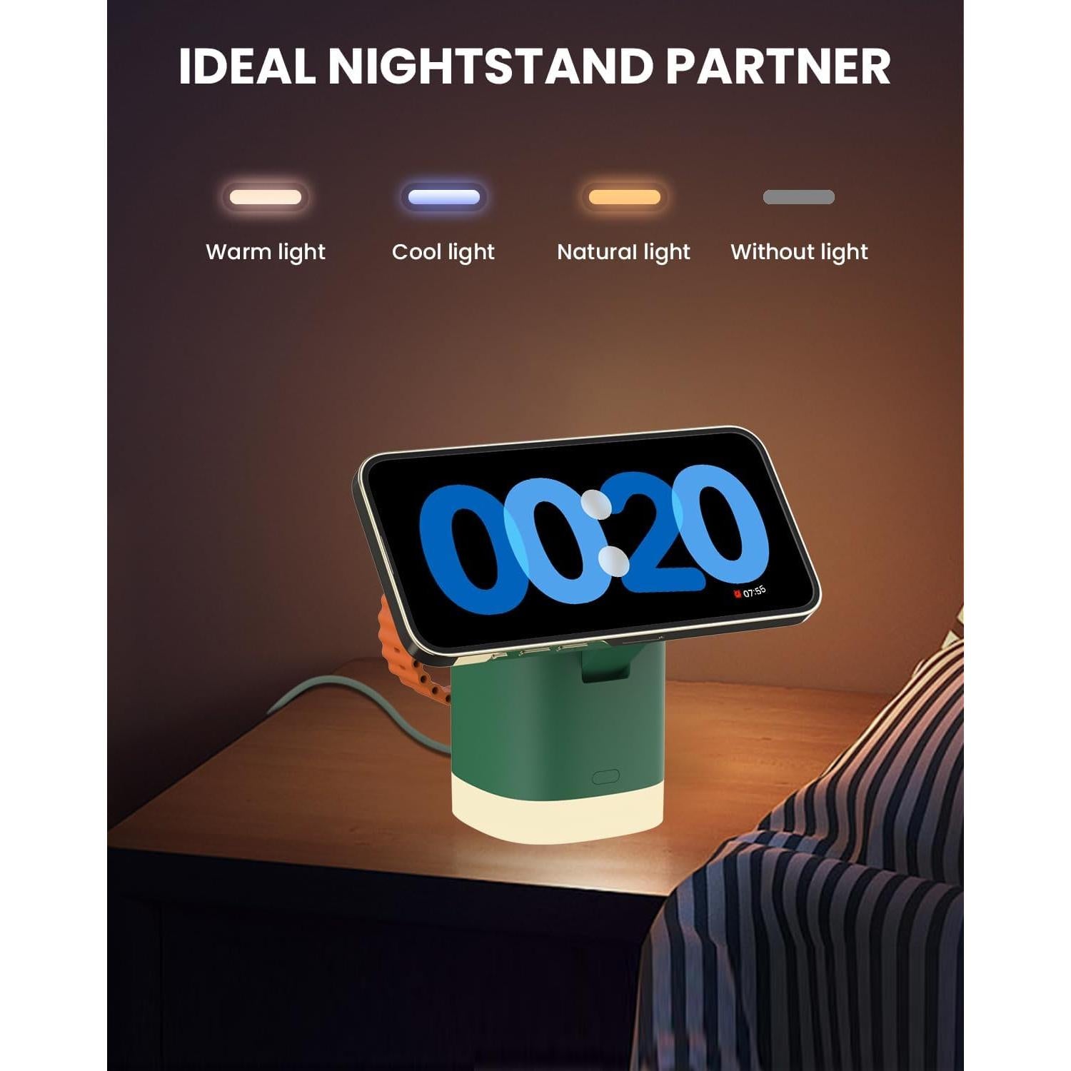 Cargador Inalámbrico 3 en 1 JoyGeek MagSafe Verde Oscuro