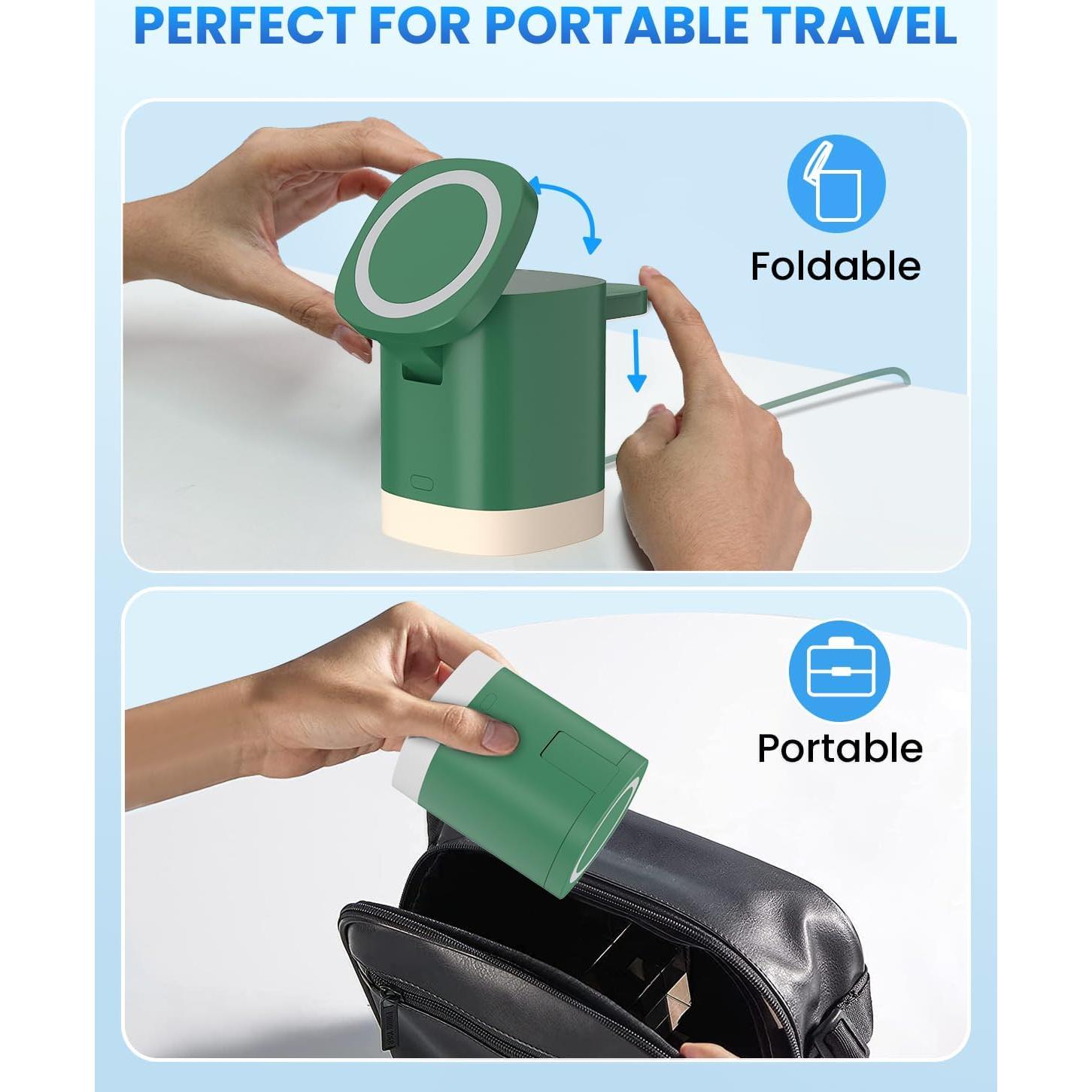 Cargador Inalámbrico 3 en 1 JoyGeek MagSafe Verde Oscuro