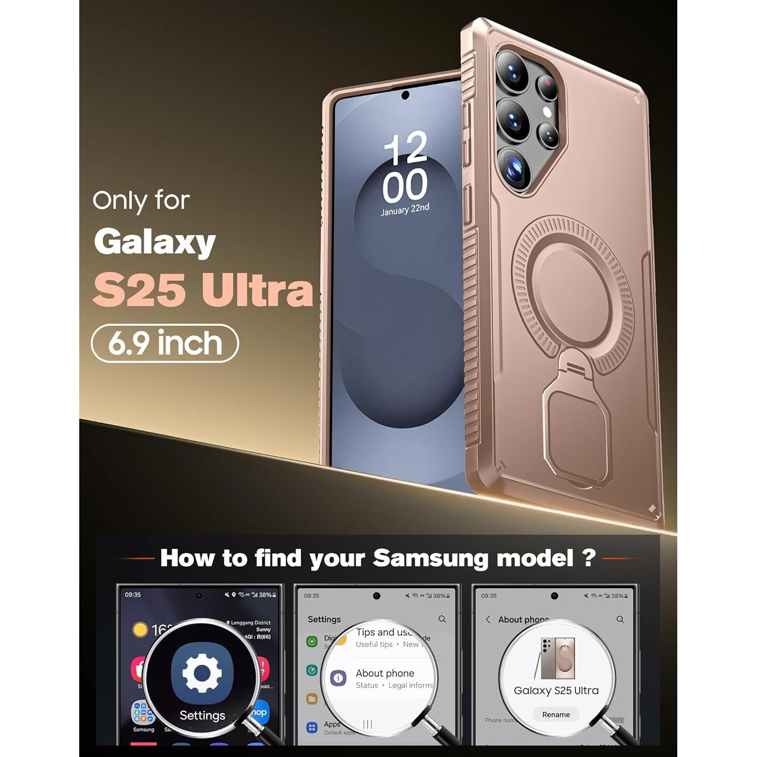 Funda Magnética CENMASO para Samsung Galaxy S25 Ultra Dorado